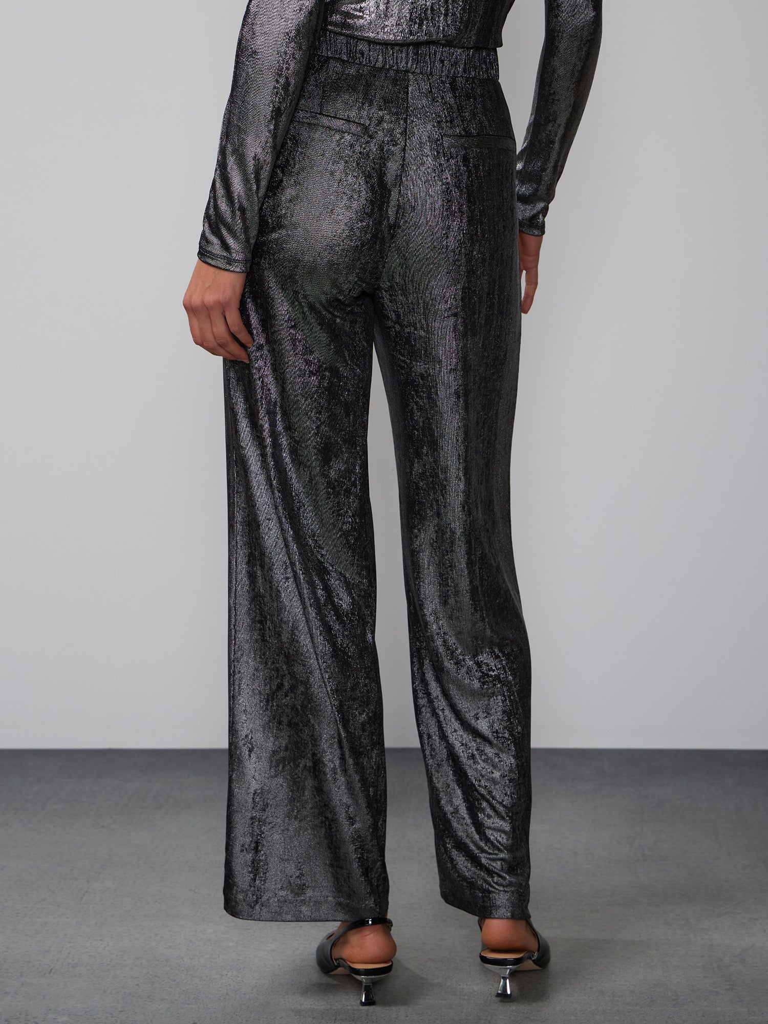 Slinky Metallic Wide Leg Pant  New York & Company