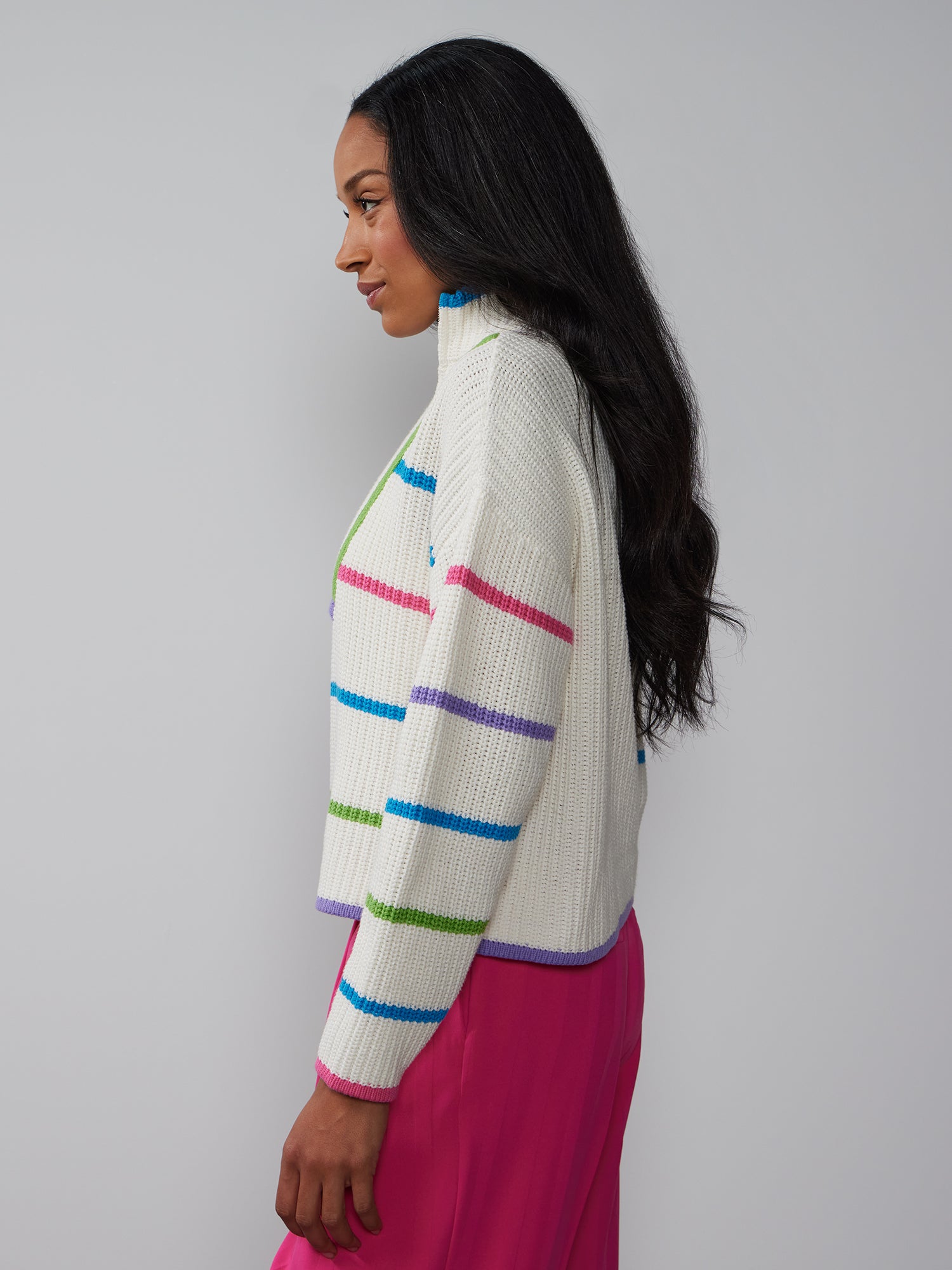 Quarter Zip Multi Stripe Sweater – New York & Company
