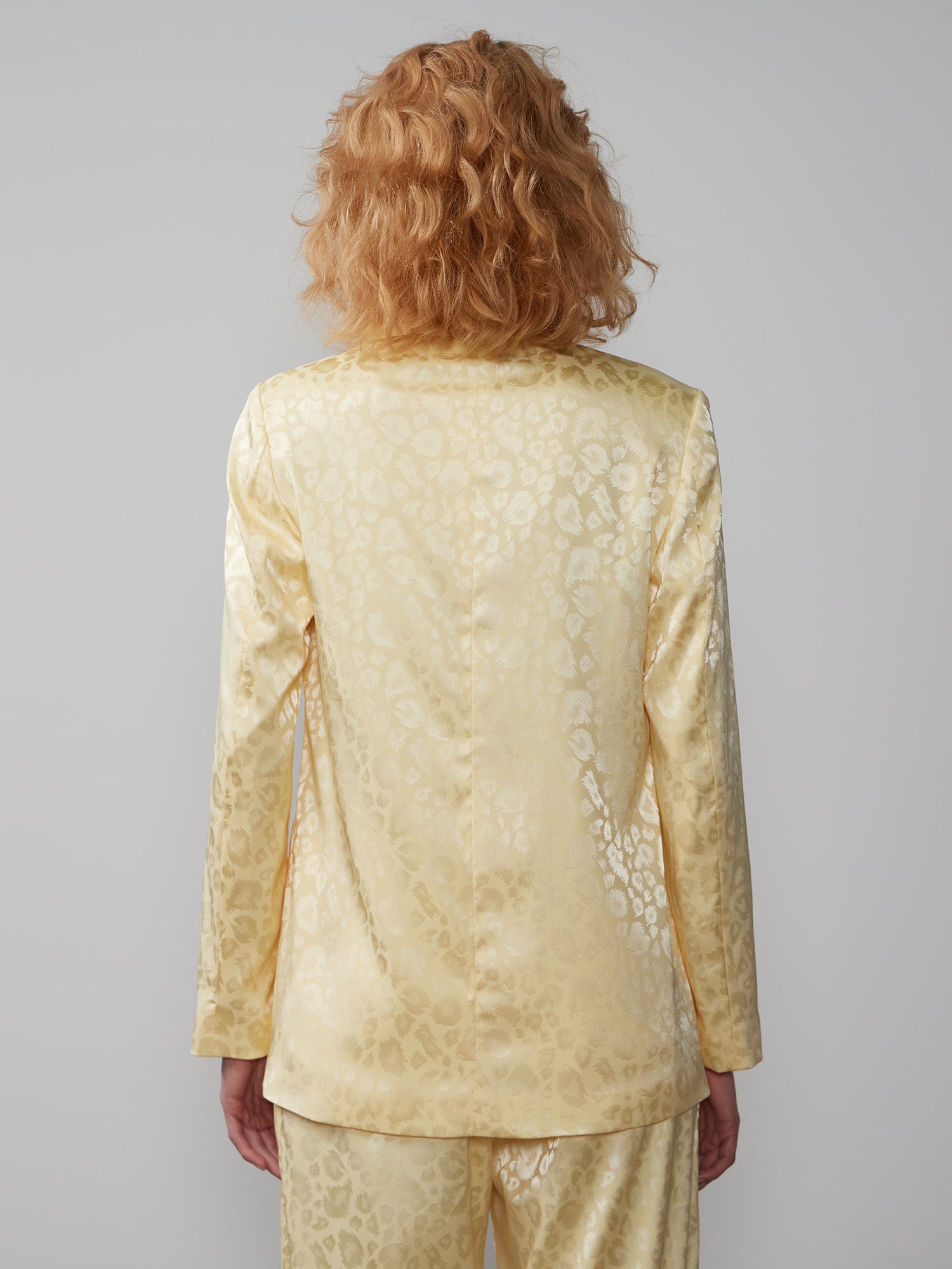 Double Breasted Leopard Jacquard Satin Blazer – New York & Company