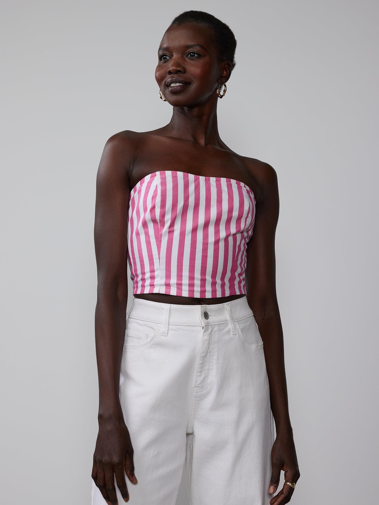 bibiy DONNA STRIPED BUSTIER オフショルトップス bibiy DONNA STRIPED BUSTIER オフショルトップス