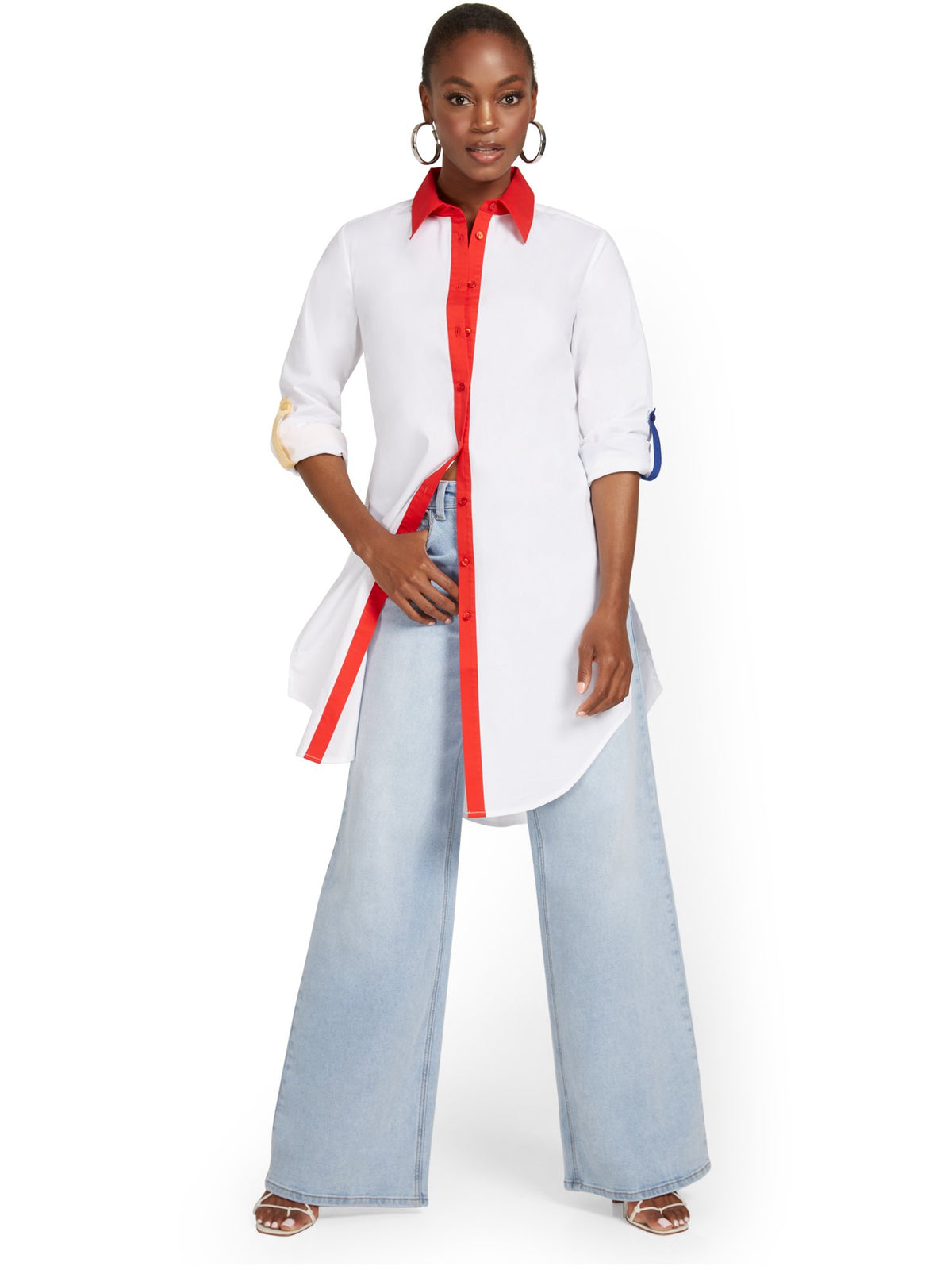 Colorblock Poplin Tunic Top – New York & Company