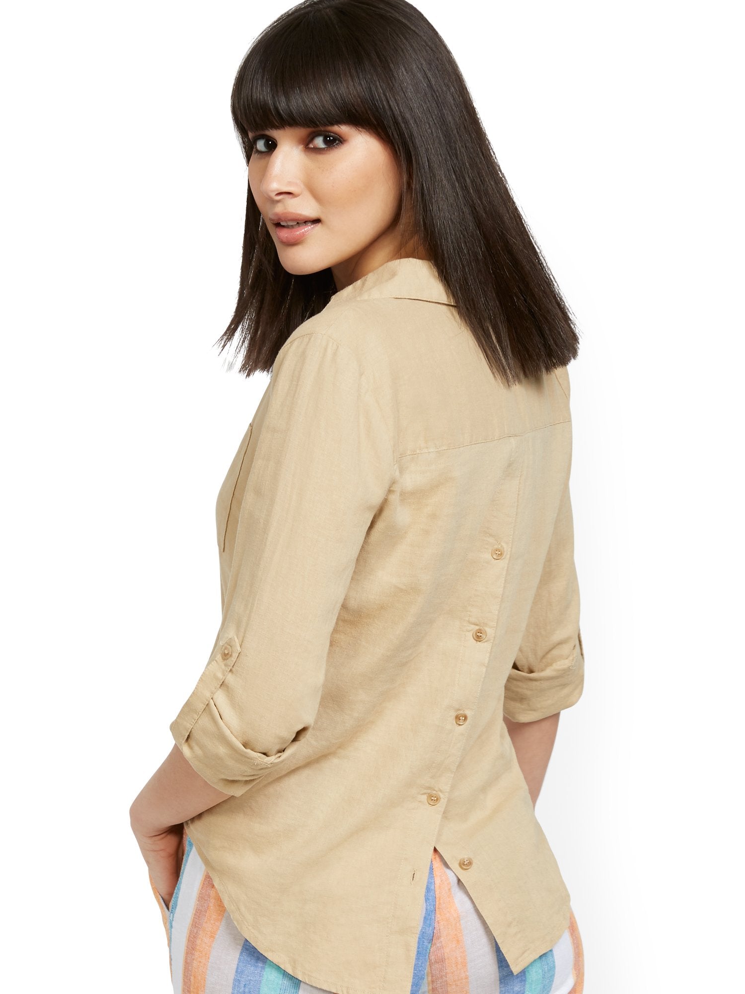Button-Back Linen Shirt – New York & Company