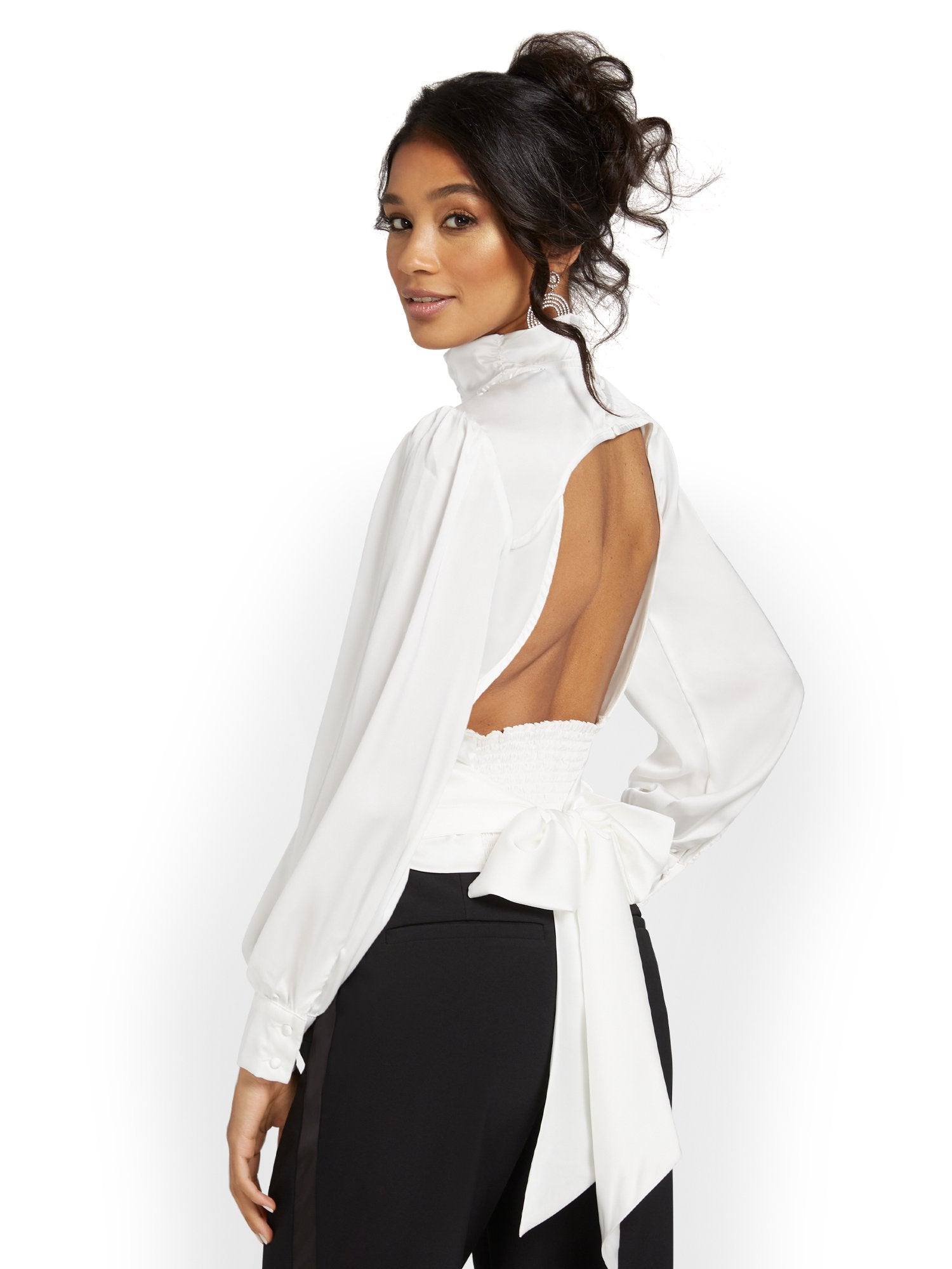 Satin Open-Back Blouse – New York & Company