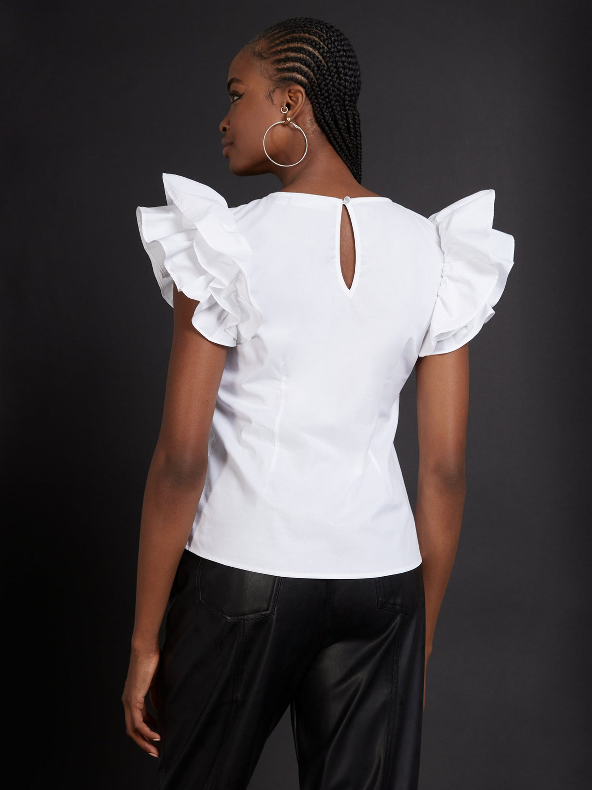 Ruffle Sleeve Poplin Top – New York & Company
