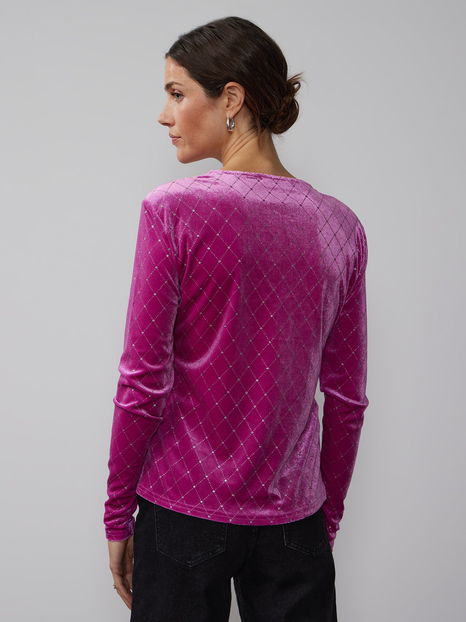 Velvet Rhinestone Diamond Pattern Top – New York & Company