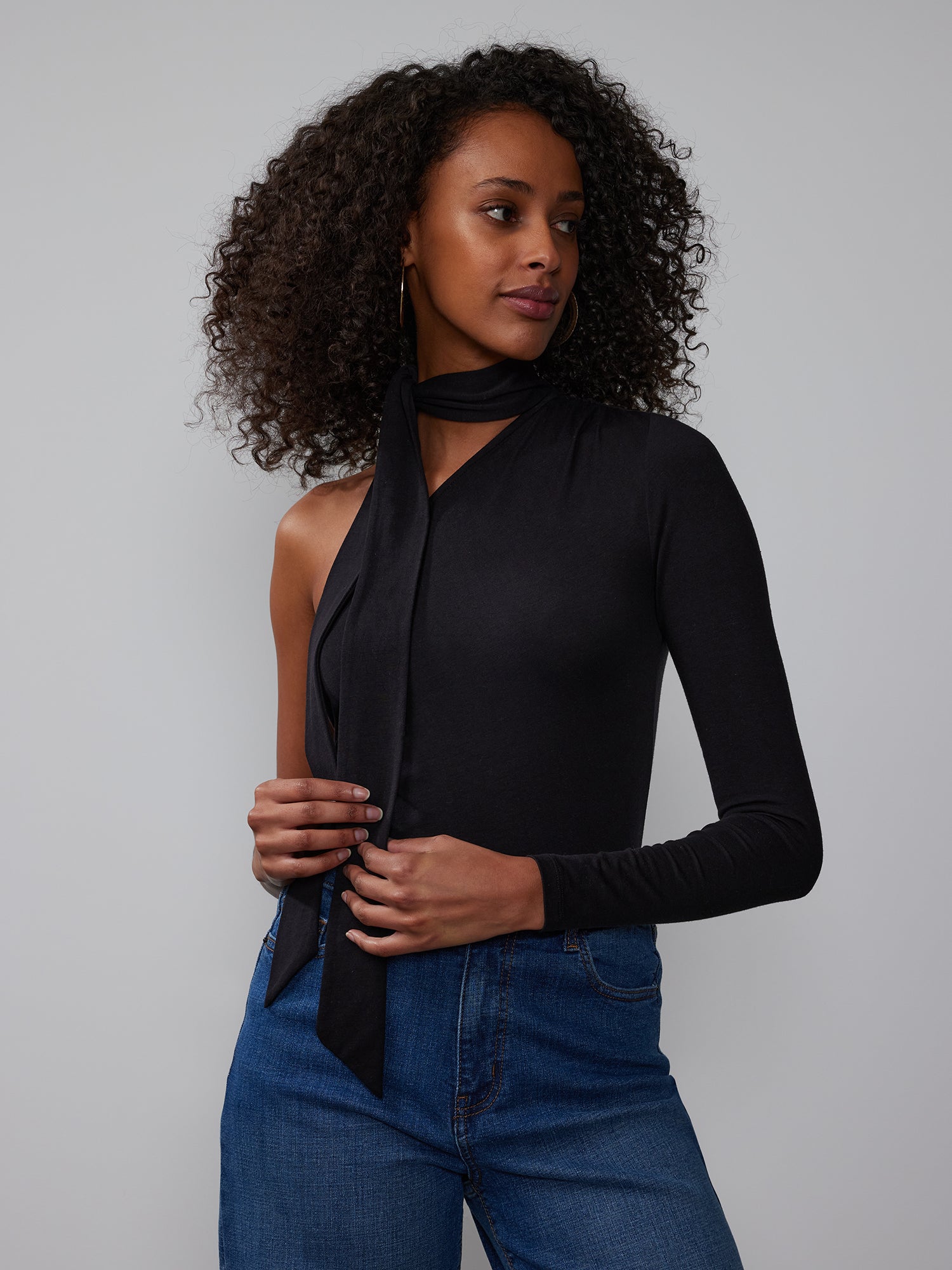 Tie Neck One Shoulder Top – New York & Company