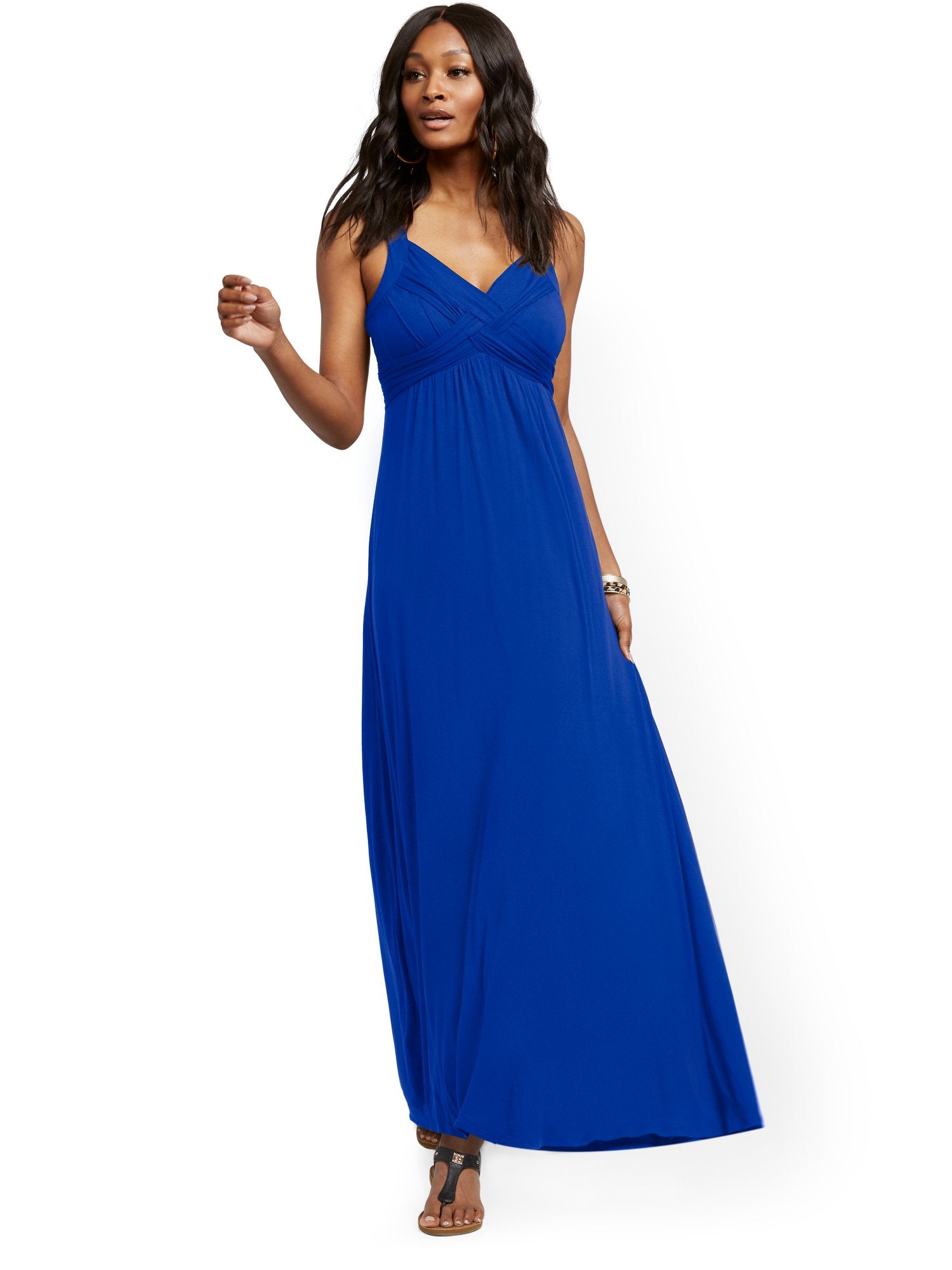 chinese dress ladies Green Ruffle-Sleeve Poplin Maxi Dress main image 0