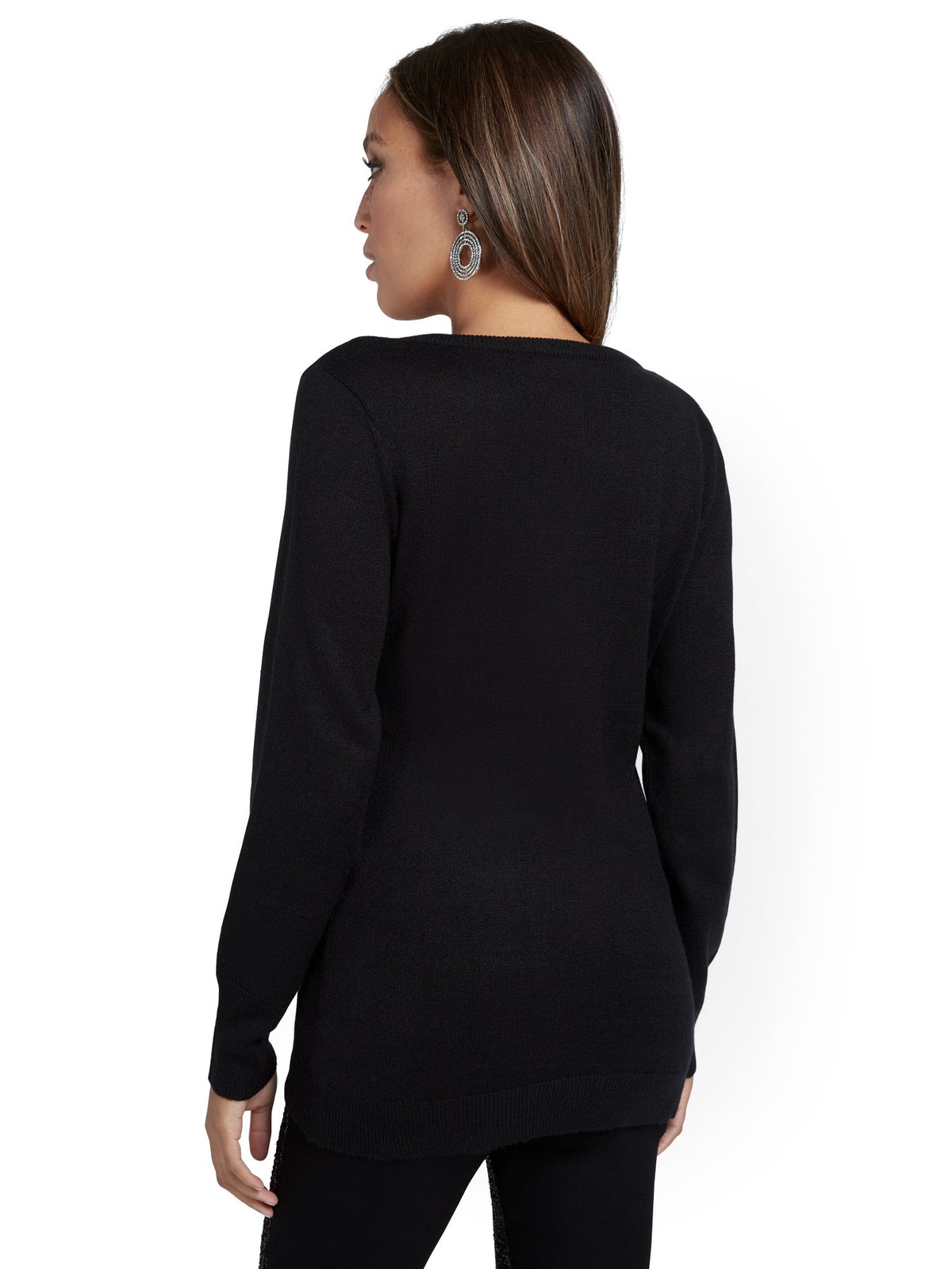 Pull Femme New York & Company - Taille L - Manches 3/4 Vert - Occasion Très Bon État