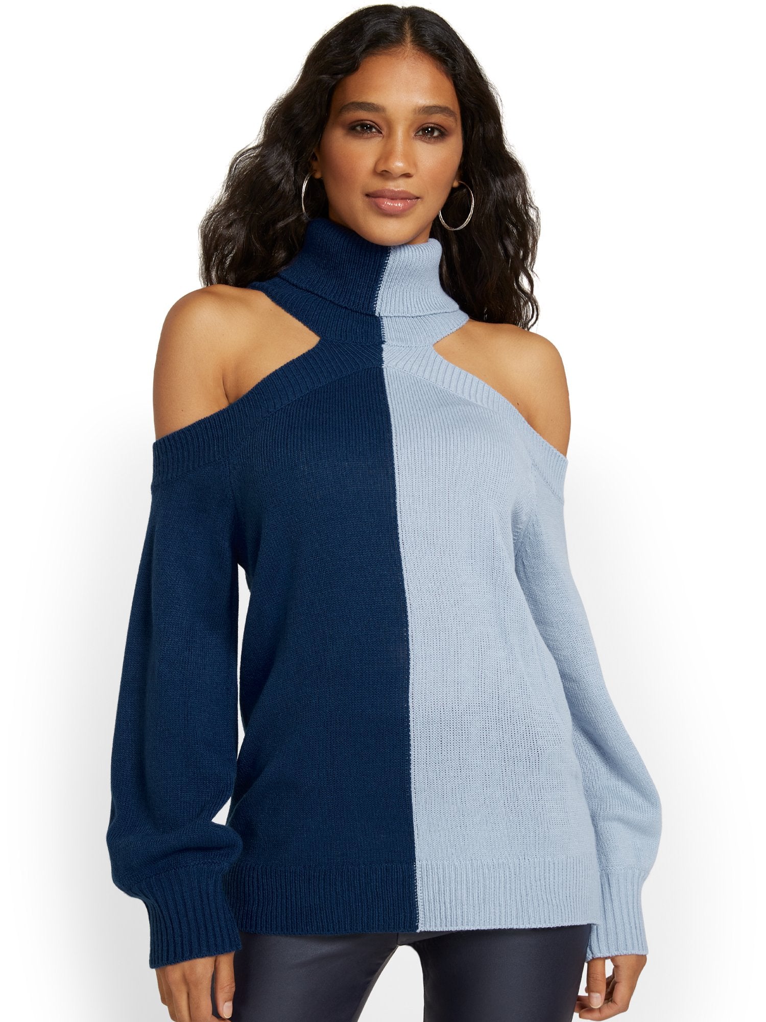 Cold-Shoulder Colorblock Sweater – New York & Company