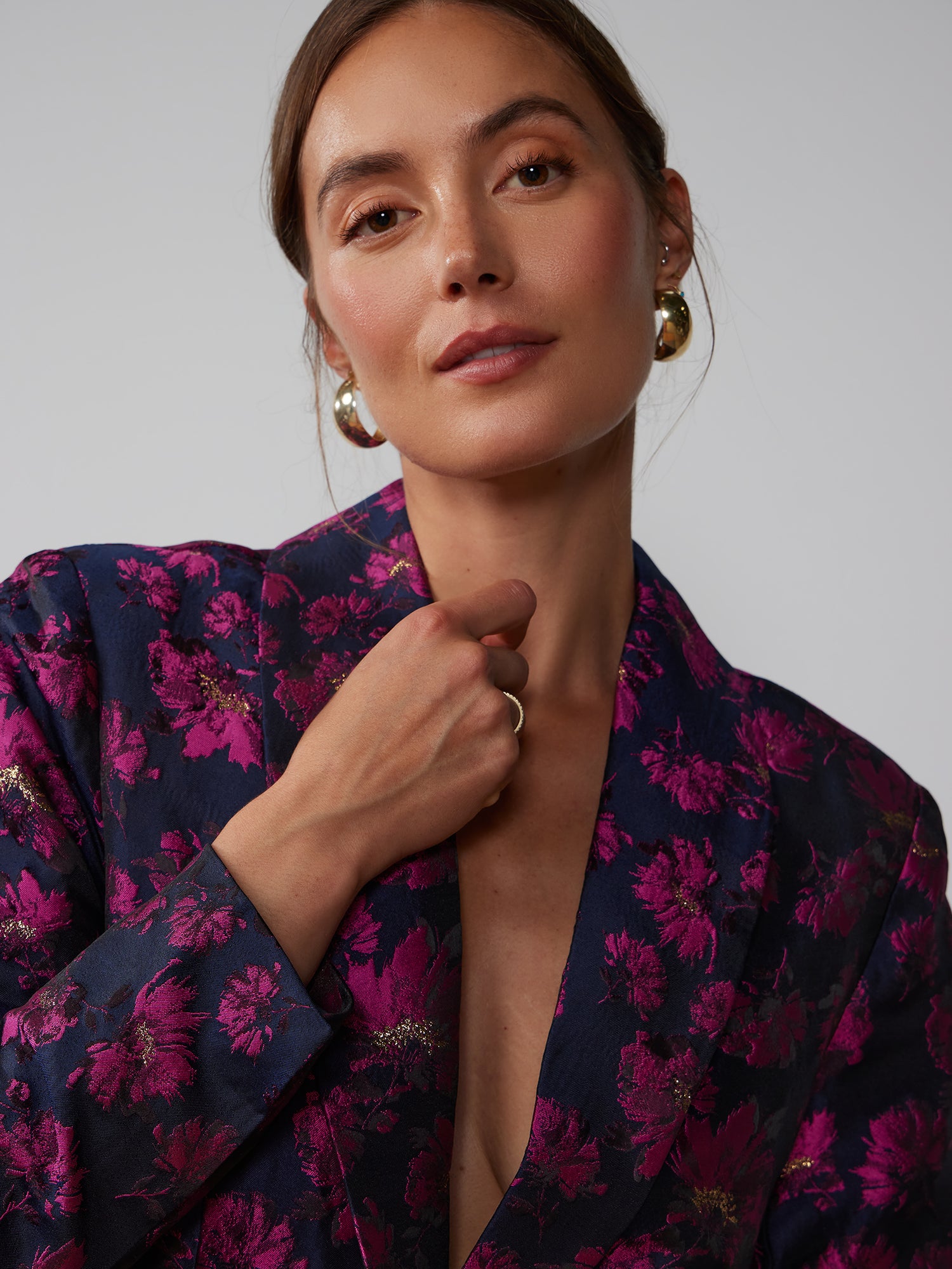 Floral Jacquard Single Breasted Blazer – New York & Company
