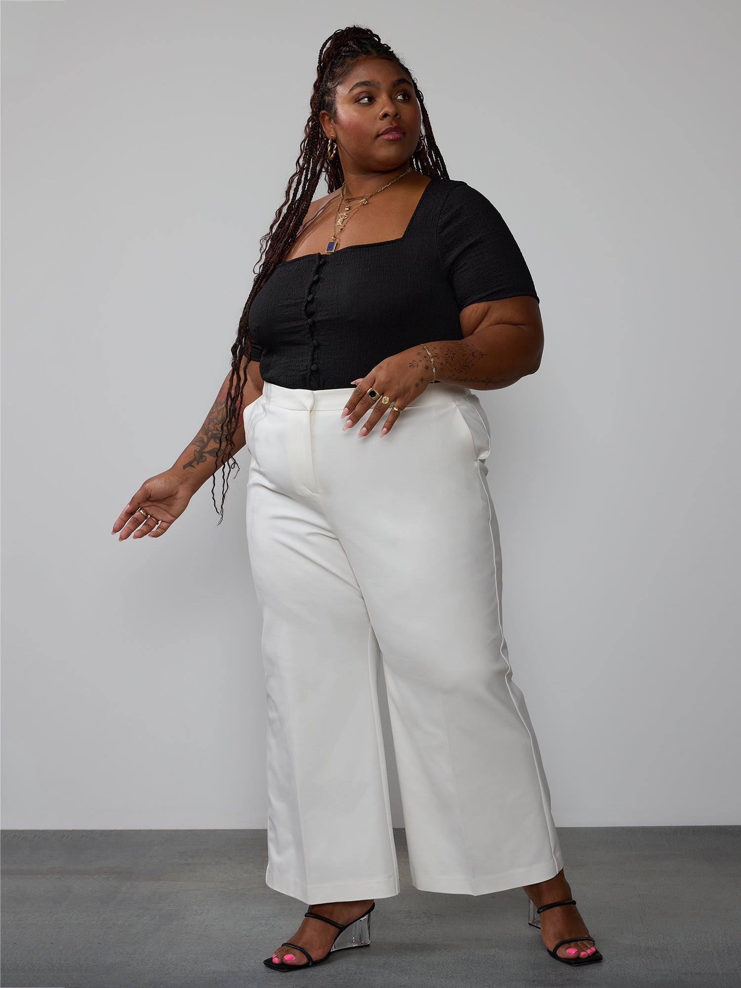 Plus Essential High Rise Wide Leg Pants – New York & Company