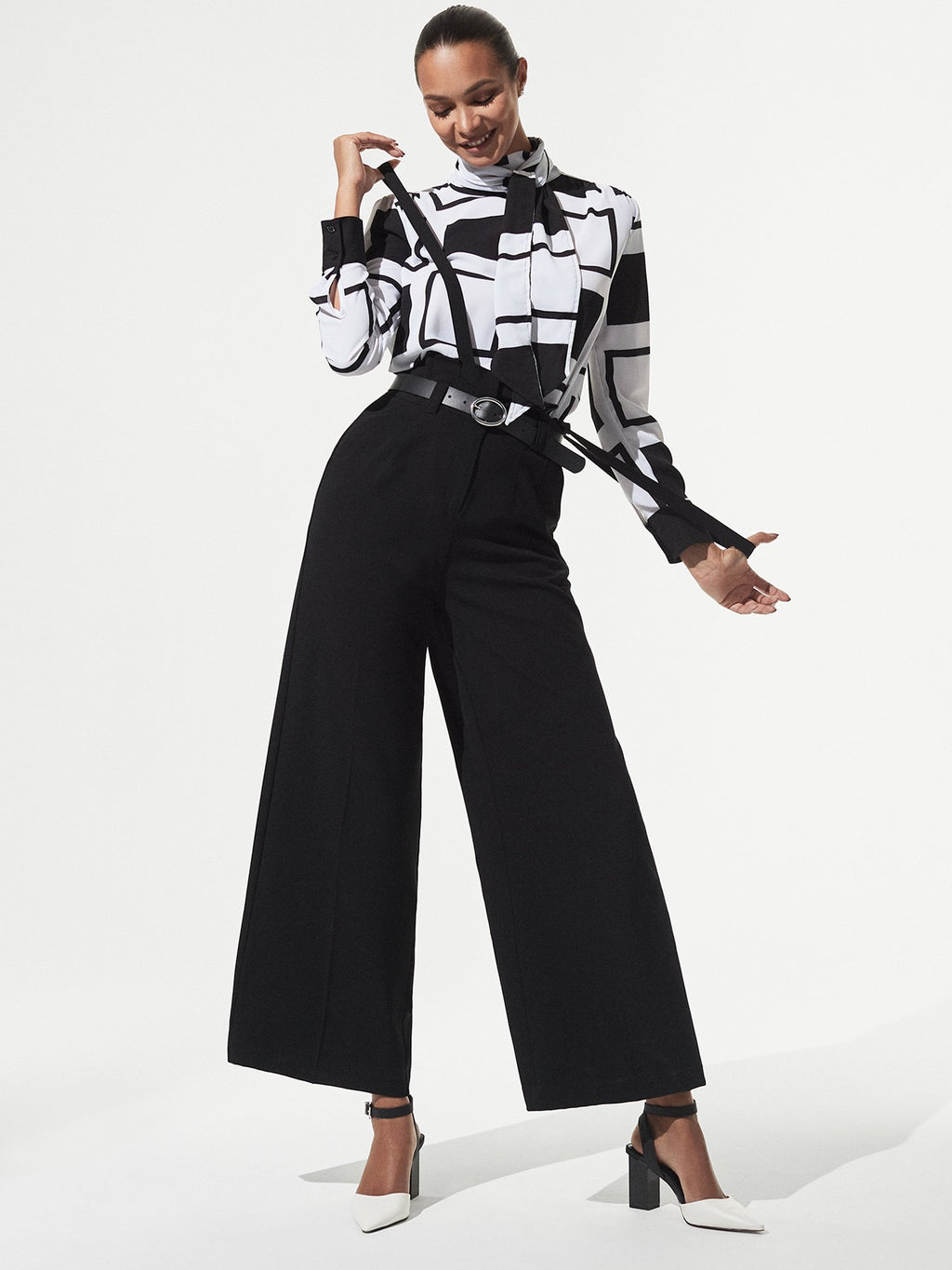High-Waisted Wide-Leg Suspender Pant – New York & Company