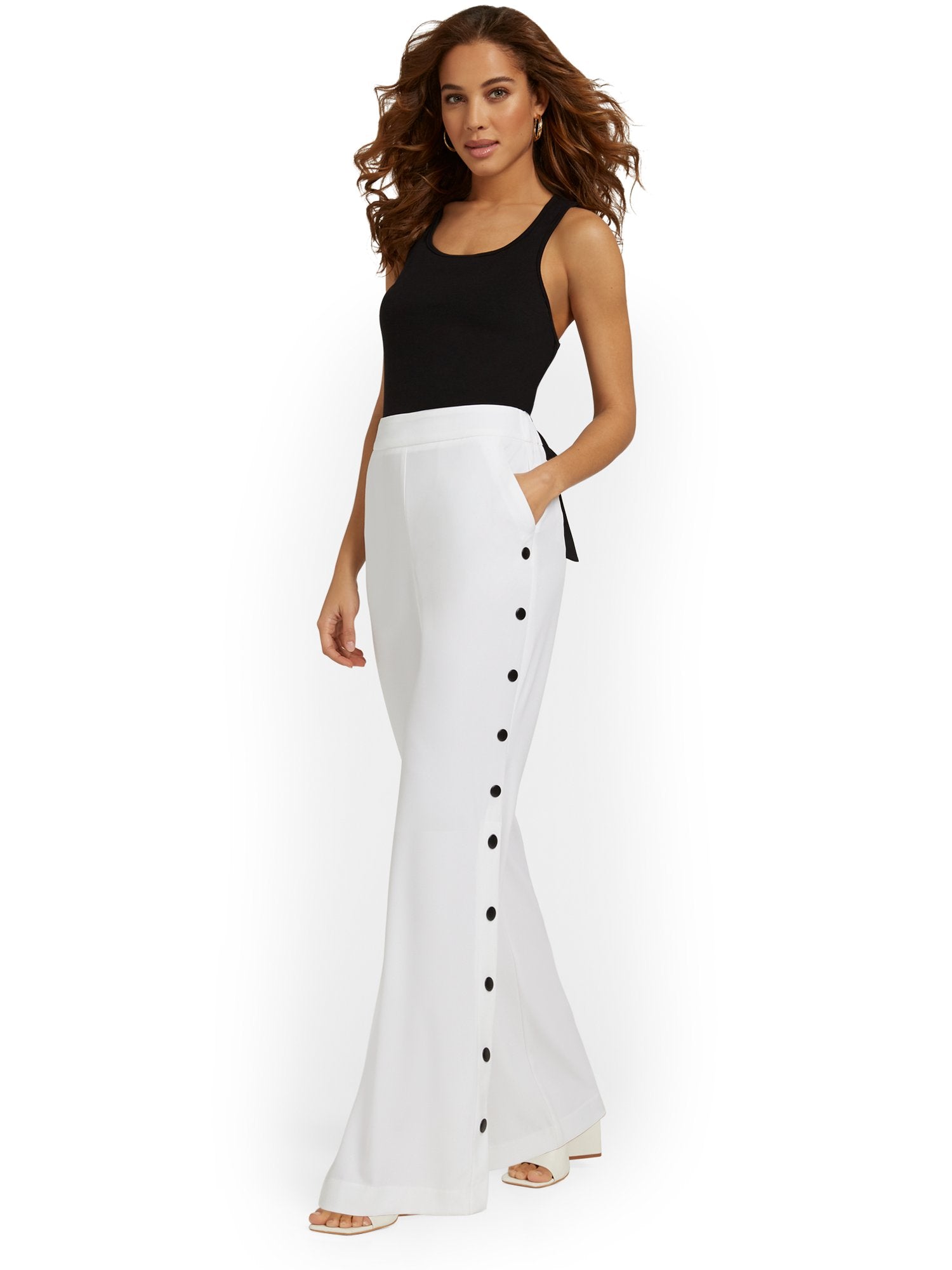 Side-Button Wide-Leg Pant New York & Company Side-Button Wide-Leg Pant New York & Company