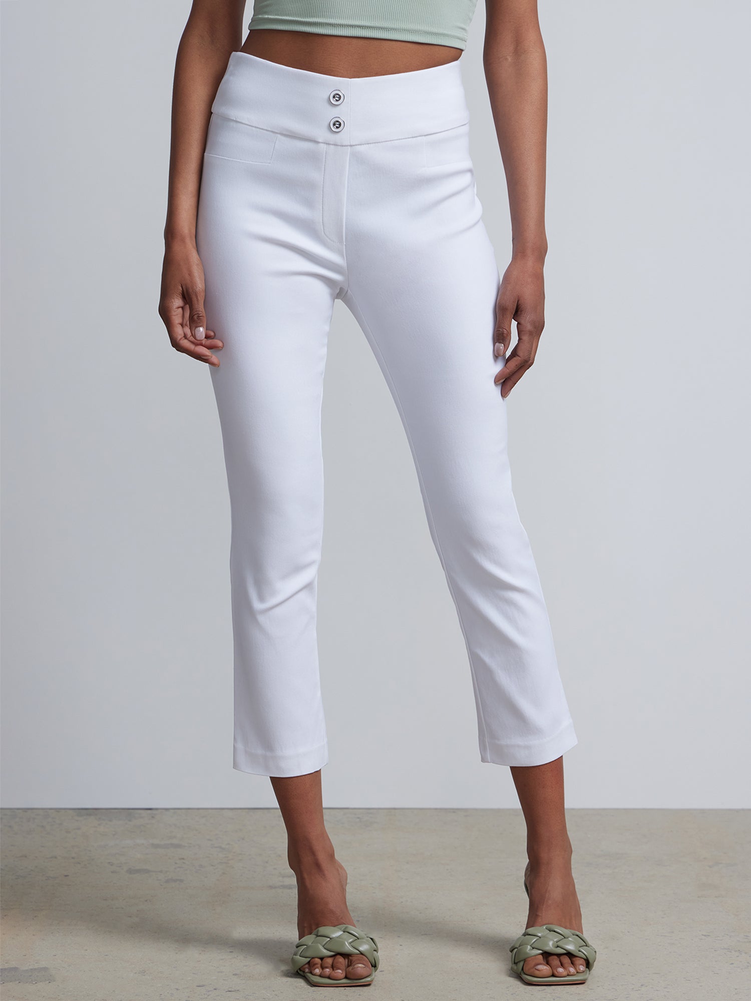 Whitney High-Waisted Pull-On Slim-Leg Capri Pant