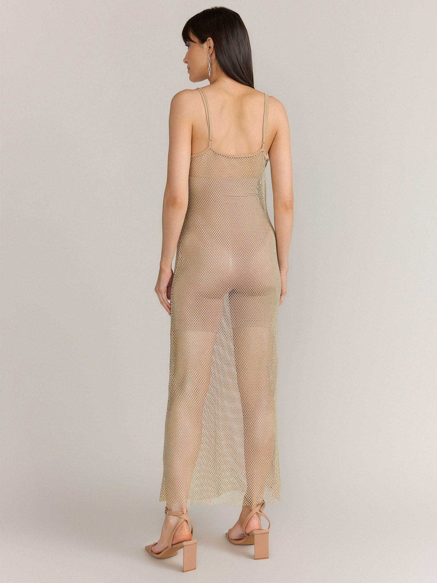 Sans Souci Spaghetti Strap Crystal Sheer Slip Dress Sans Souci Spaghetti Strap Crystal Sheer Slip Dress