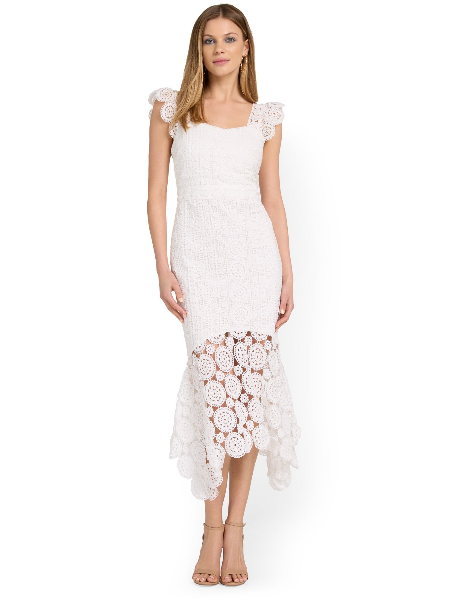 Crochet-Lace High-Low Dress