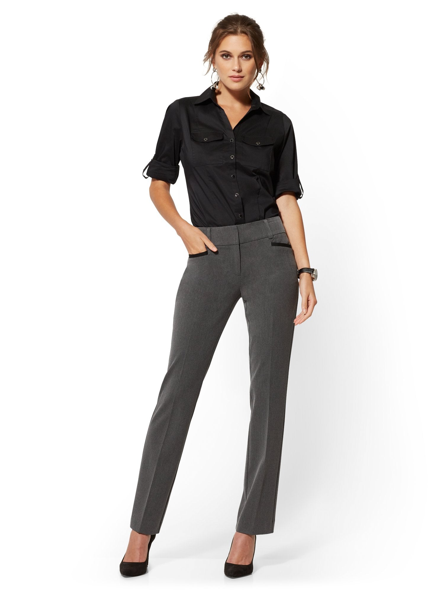 grey dress pants for women Tall Grey Straight-Leg Pant - Signature - Superstretch