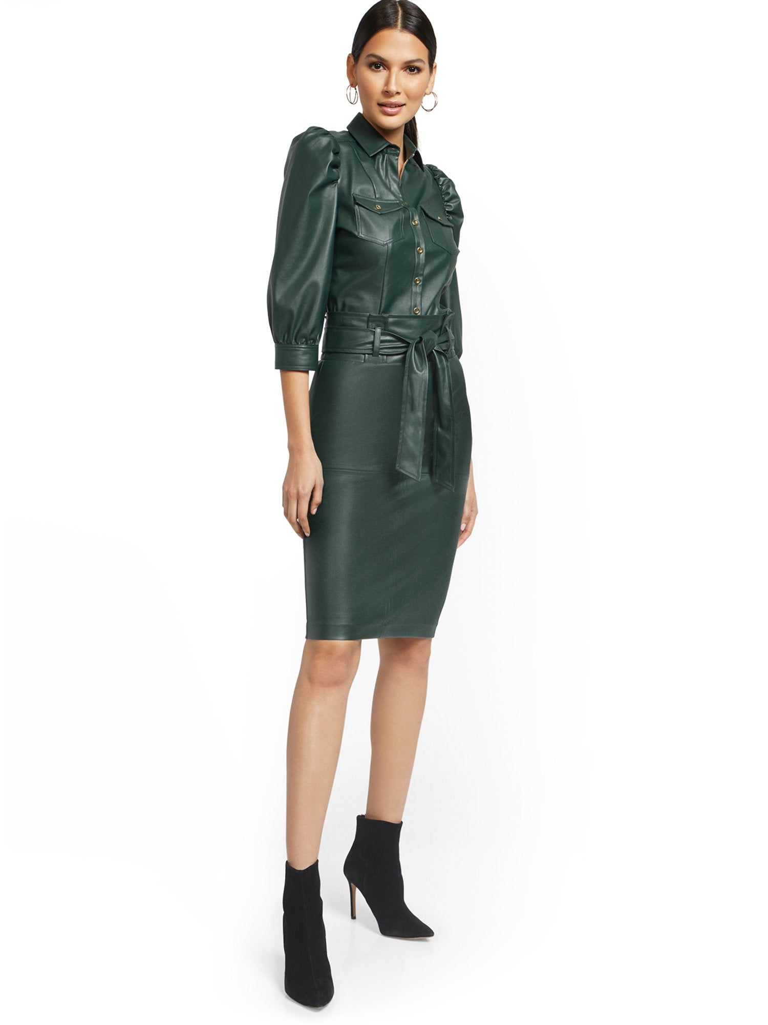 Green Faux-Leather Pencil Skirt Green Faux-Leather Pencil Skirt