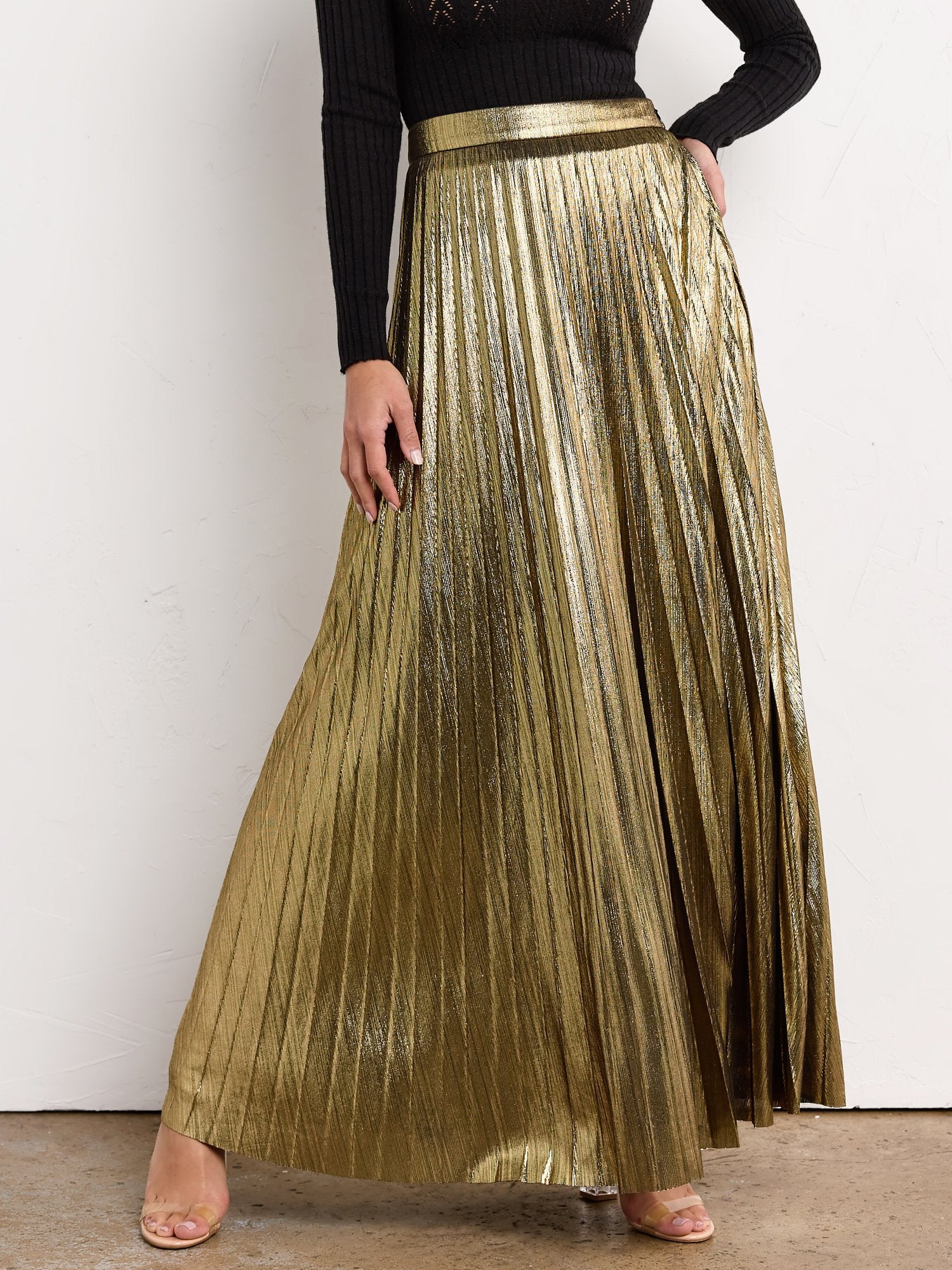 Flying Tomato Pleated Metallic Maxi Skirt - Brands We Love – New