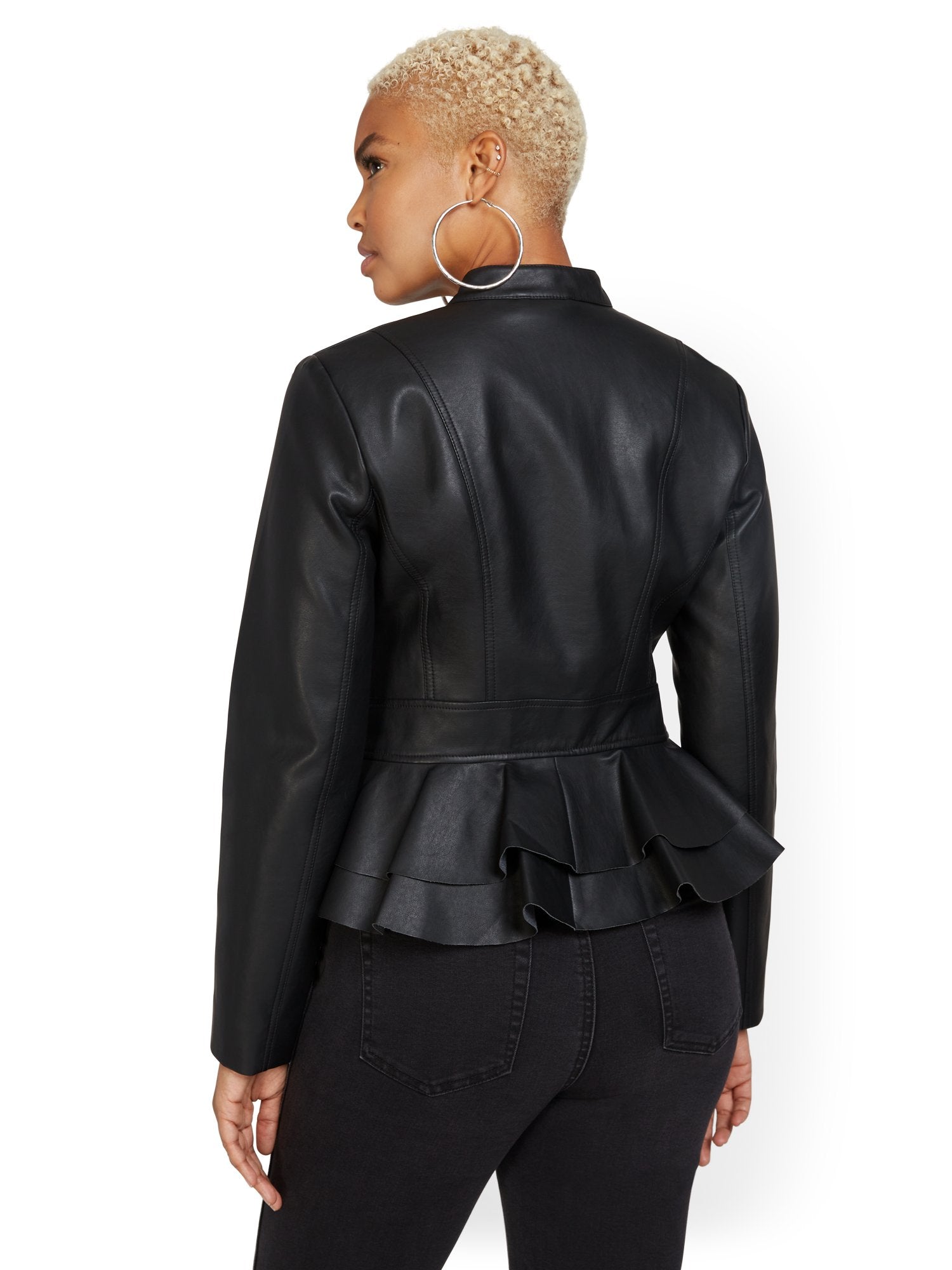Faux-Leather Peplum Jacket – New York & Company