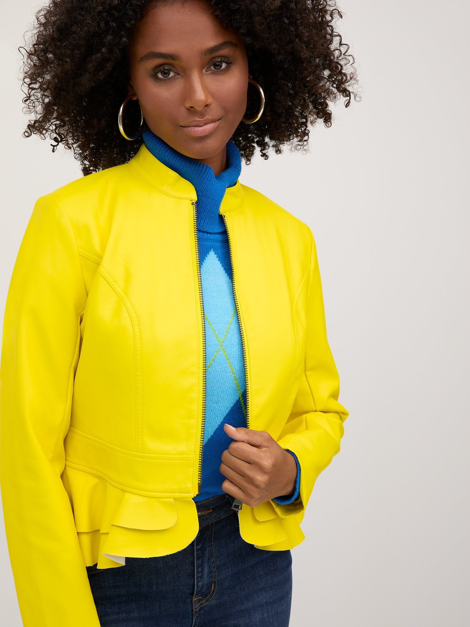 Faux-Leather Peplum Jacket – New York & Company