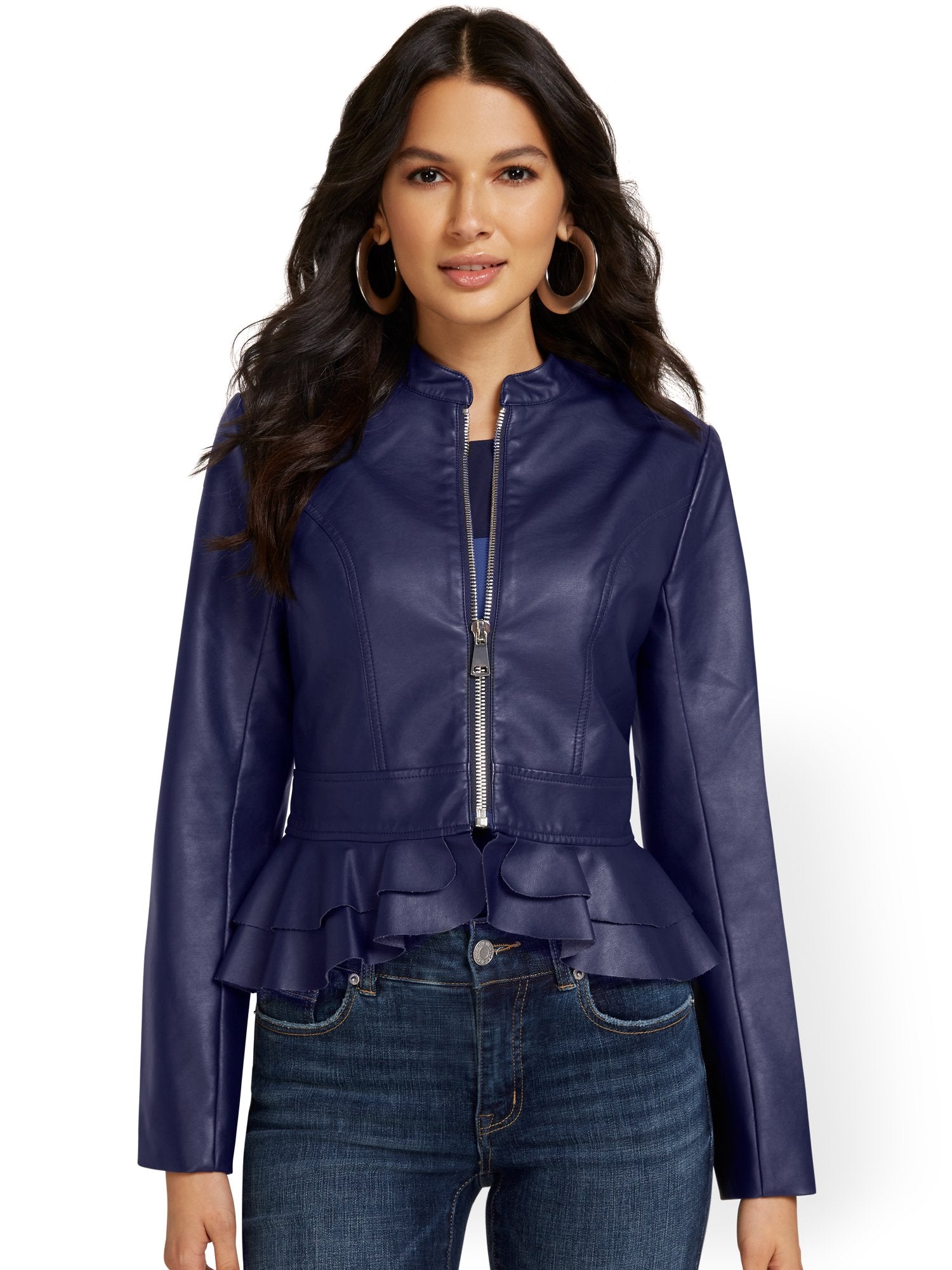 Faux-Leather Peplum Jacket – New York & Company