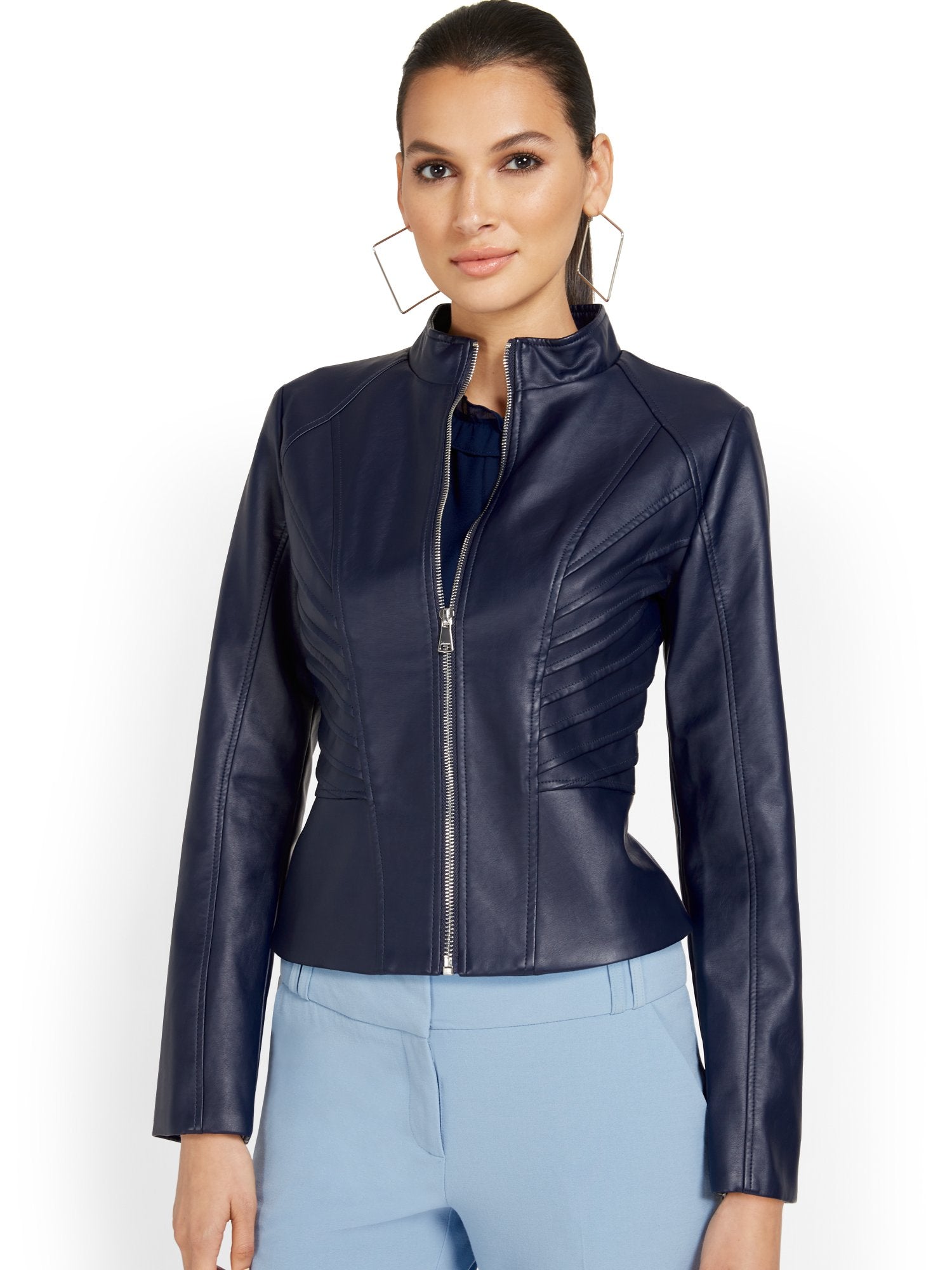 Faux-Leather Seamed Jacket New York & Company Faux-Leather Seamed Jacket New York & Company