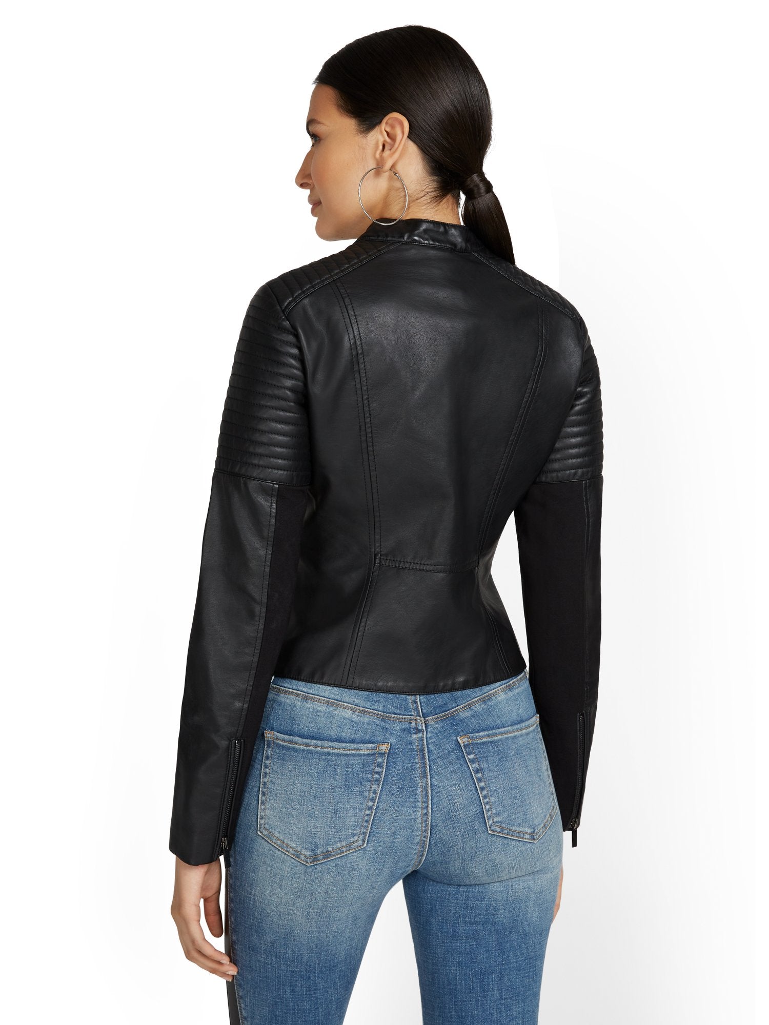 Faux-Leather Moto Jacket New York & Company Faux-Leather Moto Jacket New York & Company