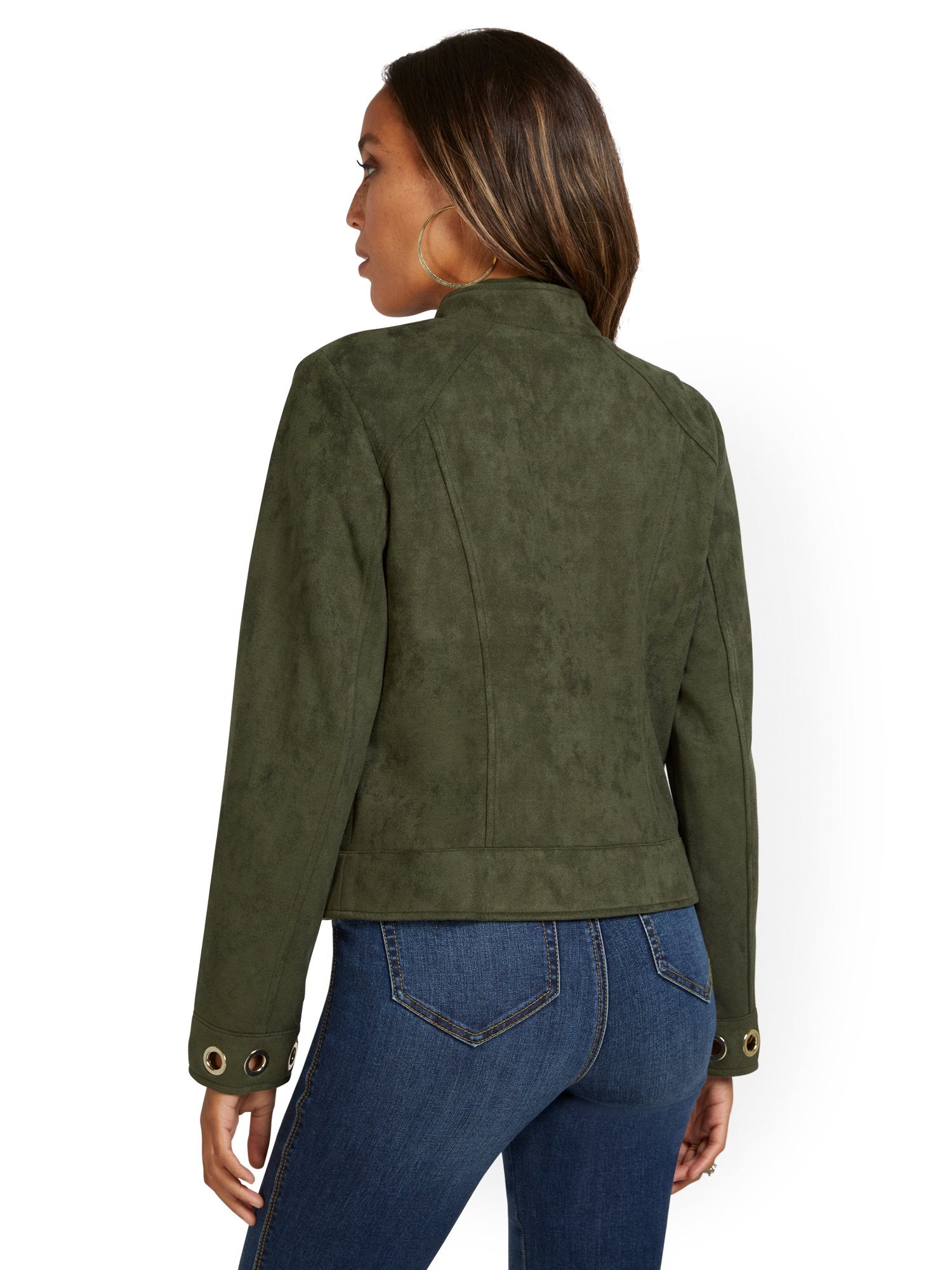 Faux-Suede Grommet Jacket – New York & Company