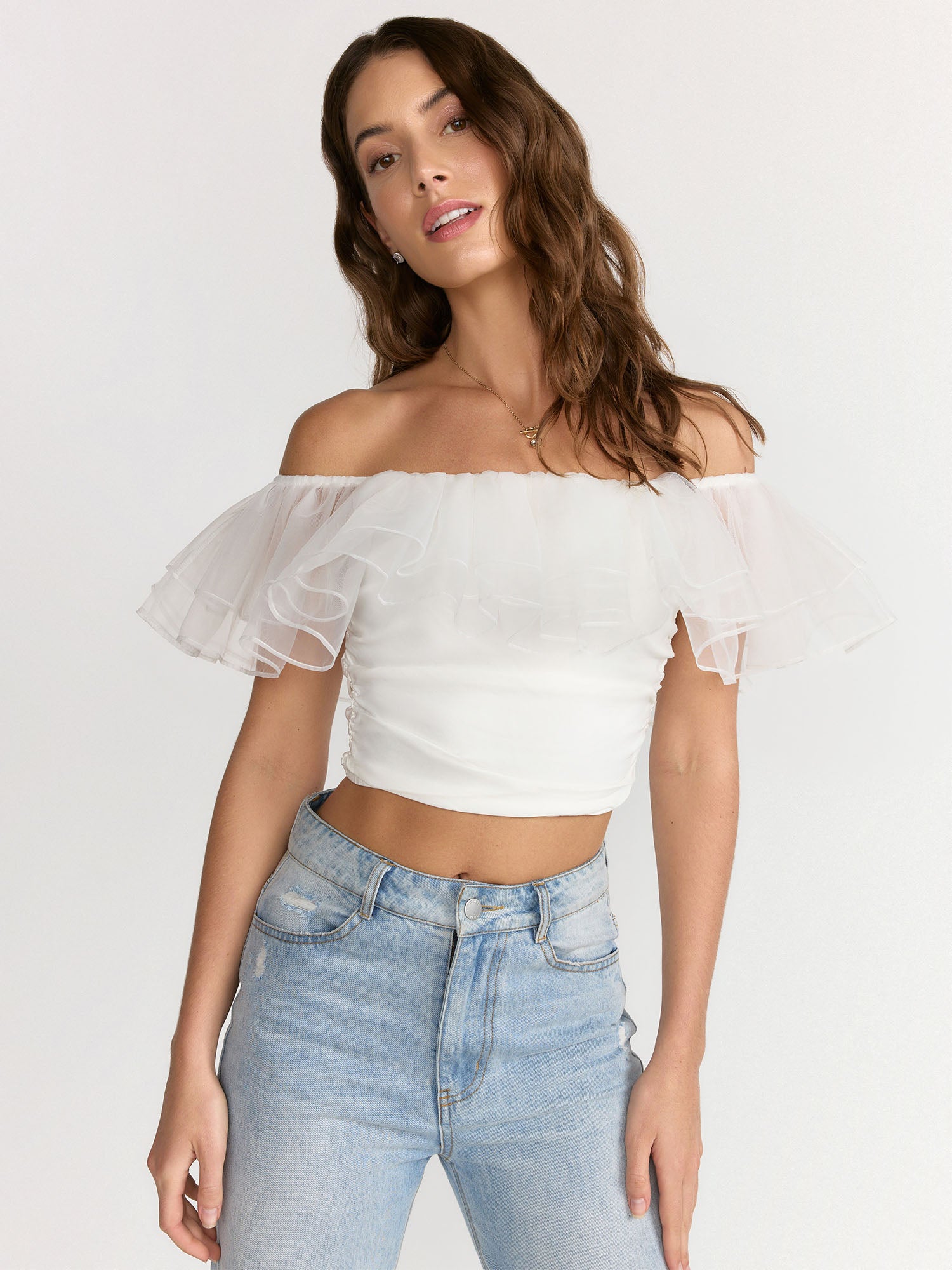 トップス acka tulle off shoulder blouse tulle off shoulder blouse acka acka tulle off shoulder blouse