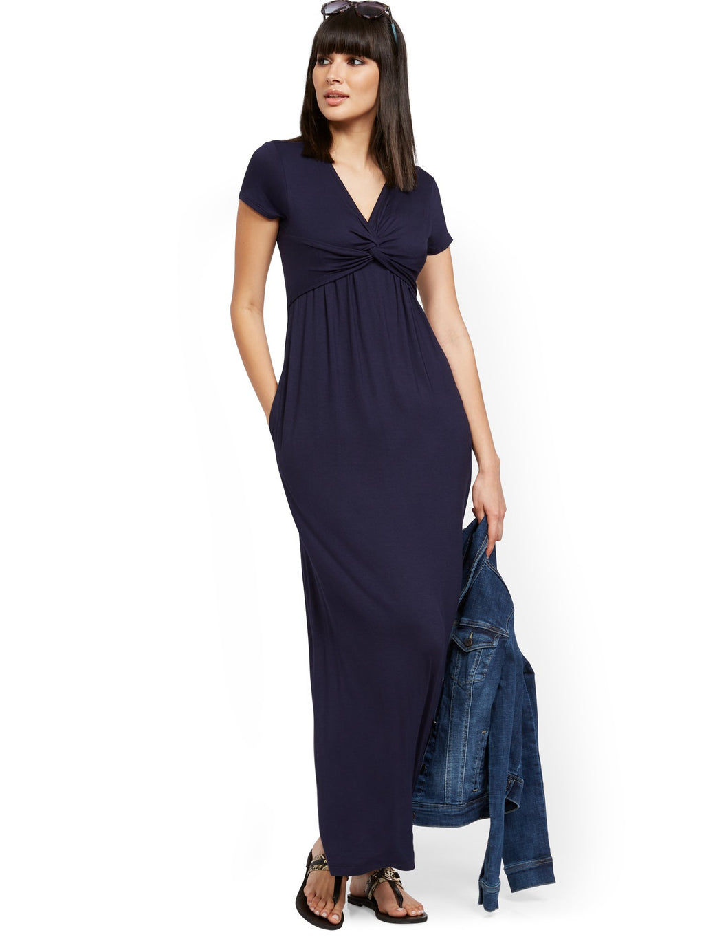 strapless formal dress australia Pate Twist Front Maxi Dress Slate Blue / S main image 0