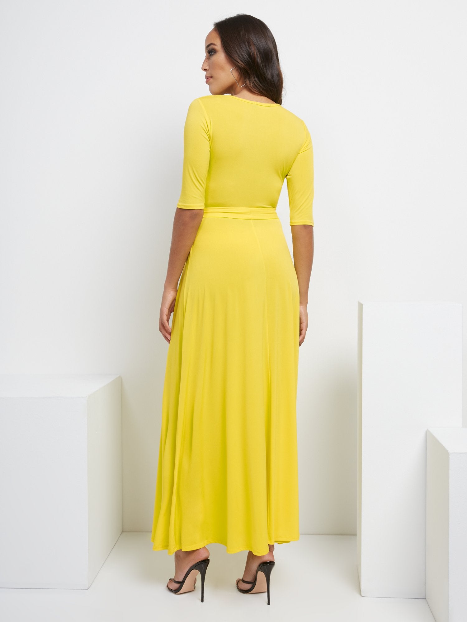 Yellow Wrap Maxi Dress – New York & Company