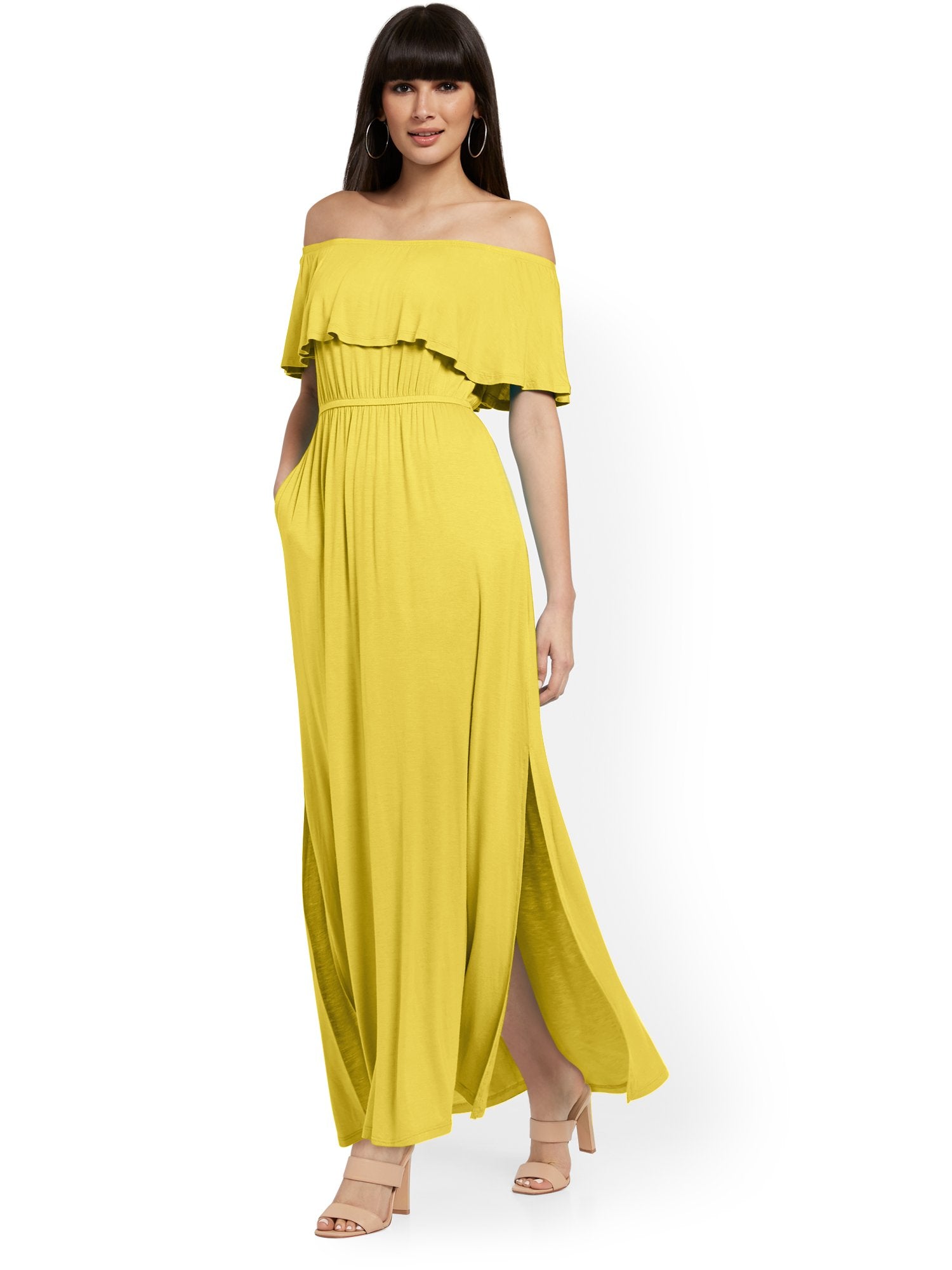 new york and company off the shoulder dress Off-The-Shoulder Maxi Dress