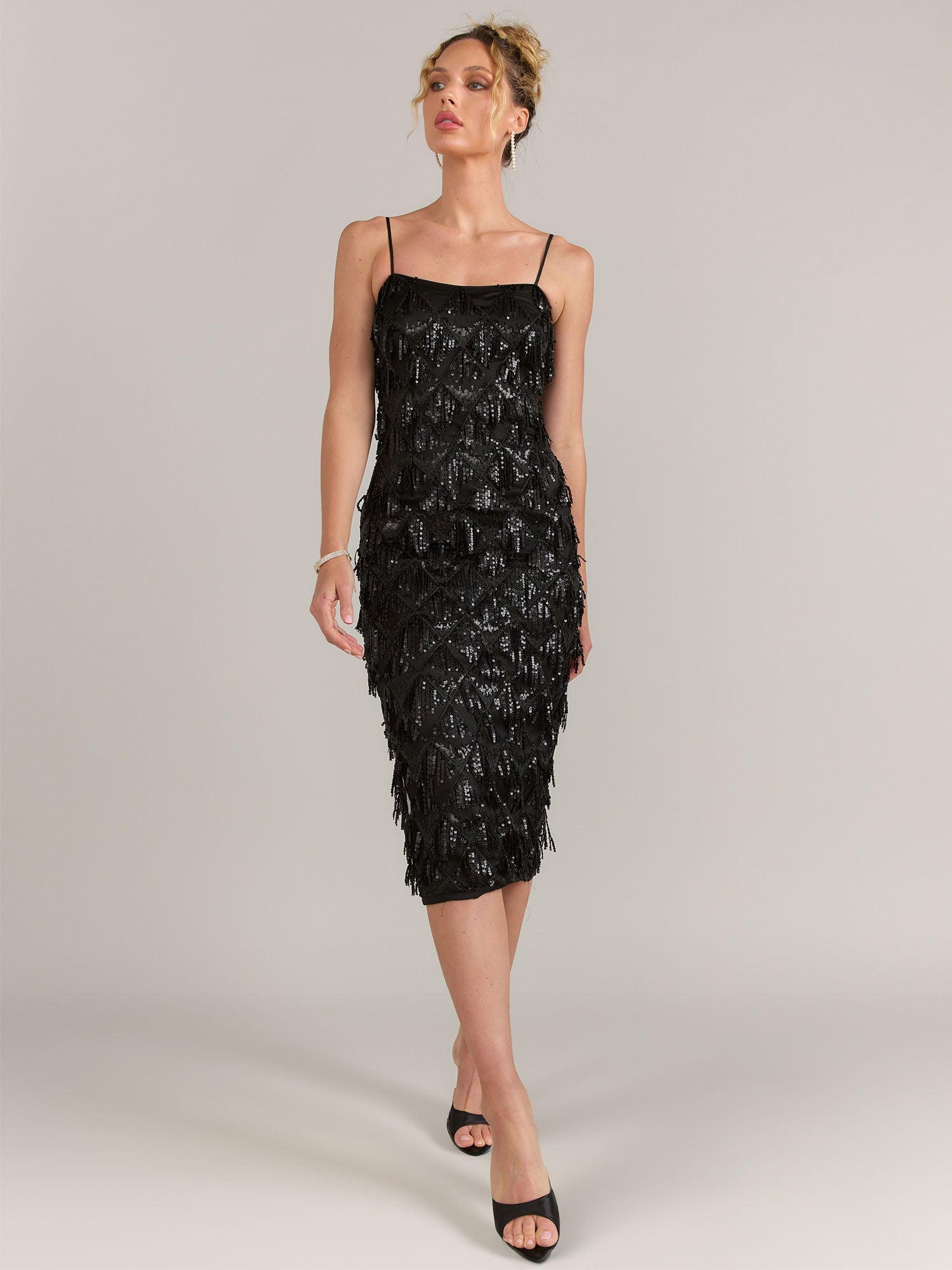 Endless Rose Diagonal Sequin Fringe Slip Dress - Brands We Love  New York  & Company