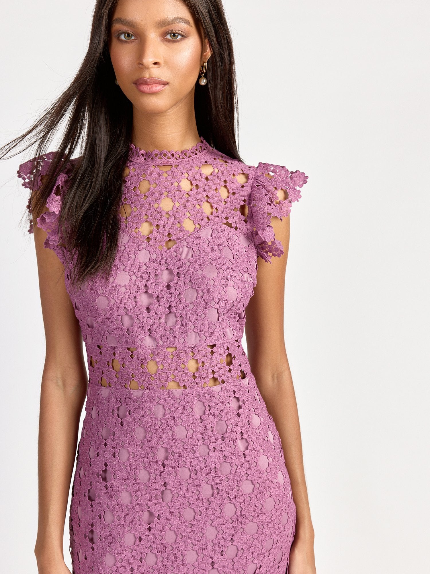 Sleeveless Illusion Crochet Lace Midi Dress