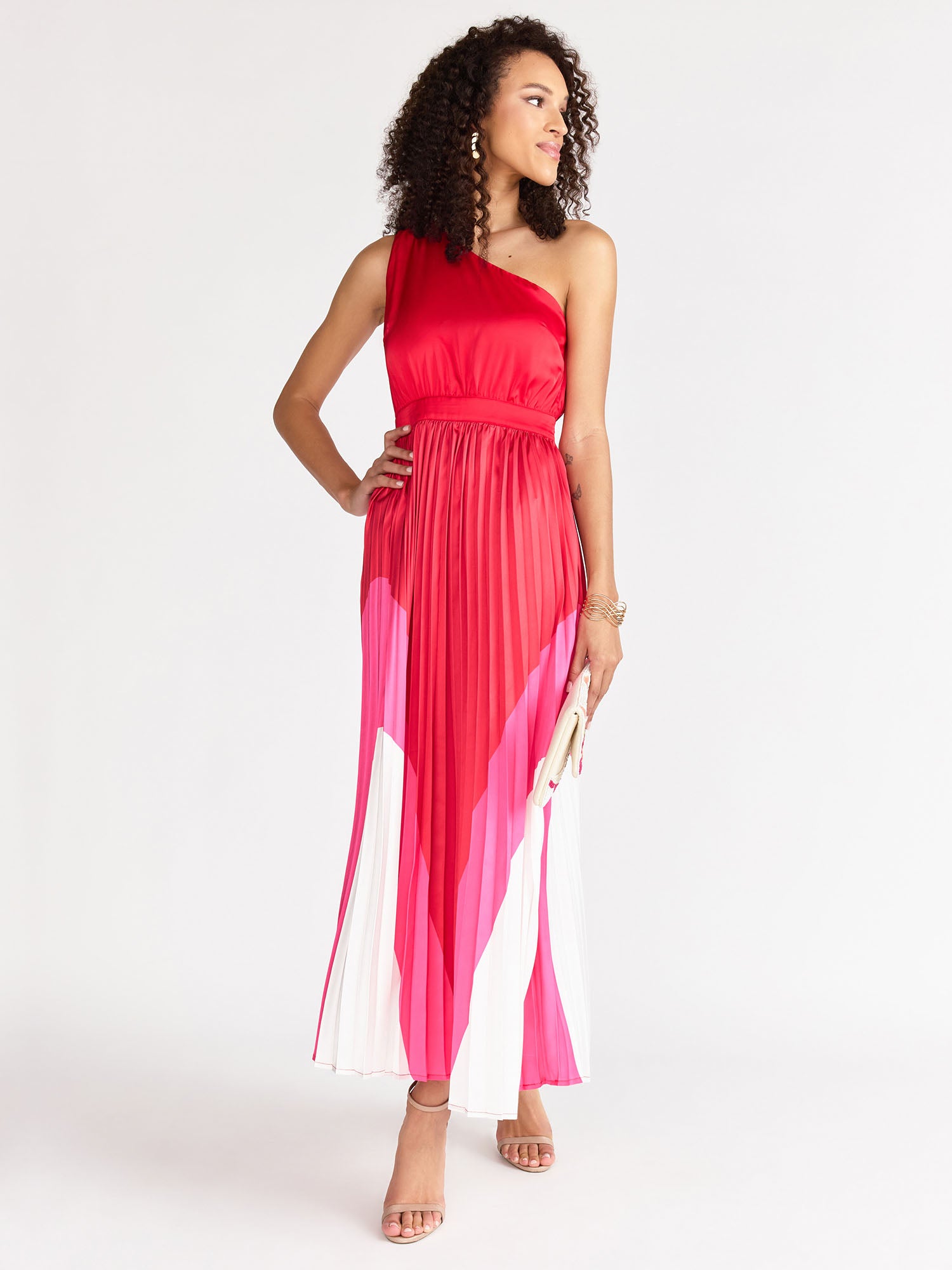 One-Shoulder Pleated Colorblock Dress - Fore Collection – New York