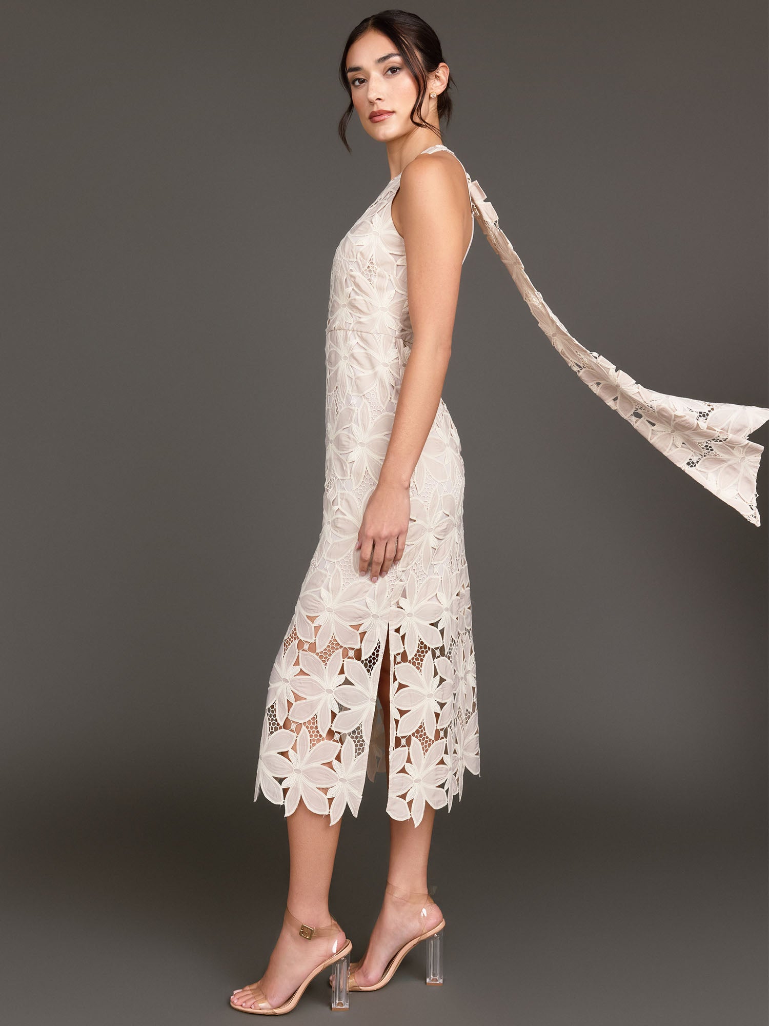 chinese dress ladies Just Me Halter Neck Floral Lace Midi Dress