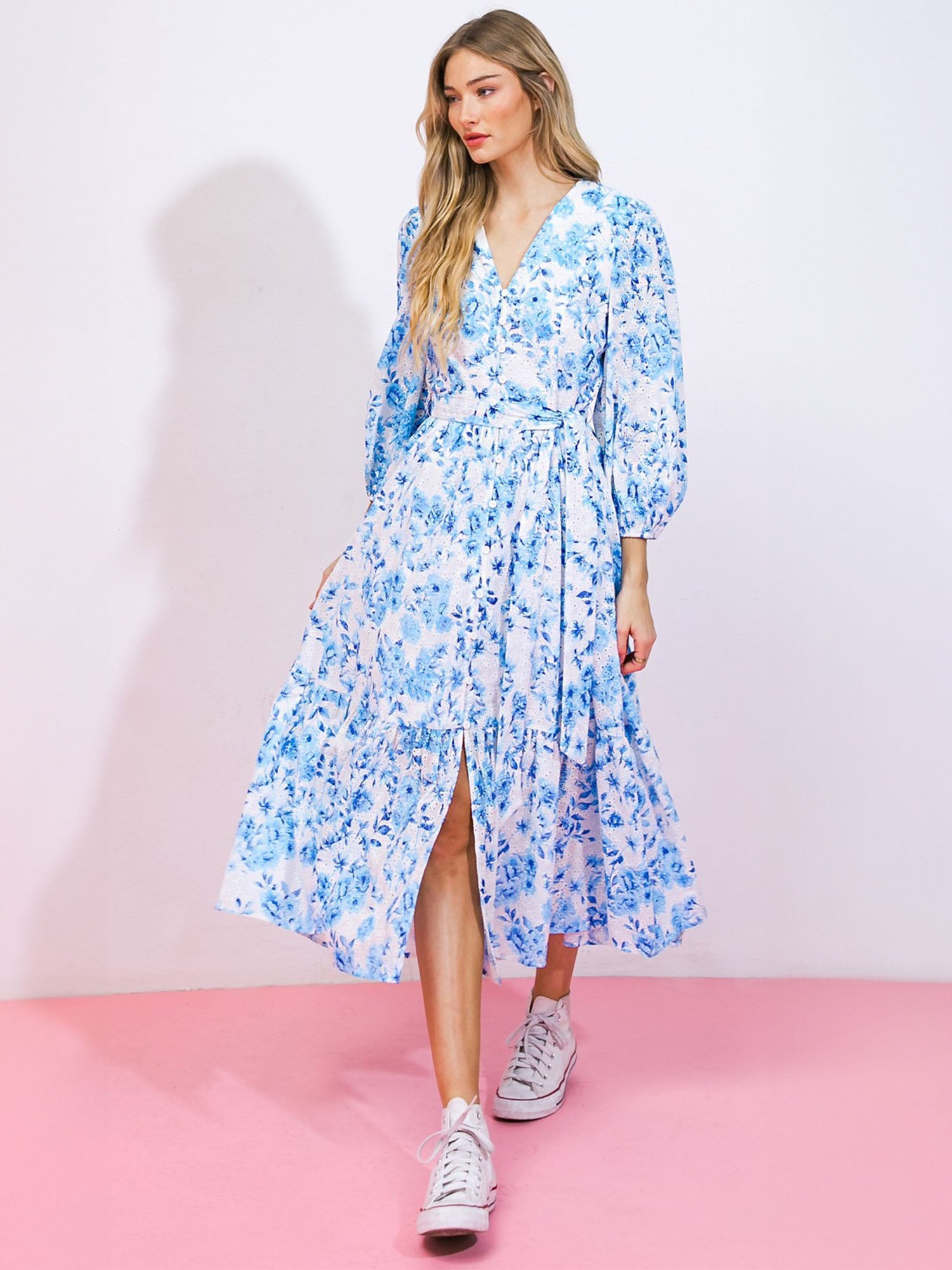 Long Sleeve Floral Midi Dress New York & Company Long Sleeve Floral Midi Dress New York & Company