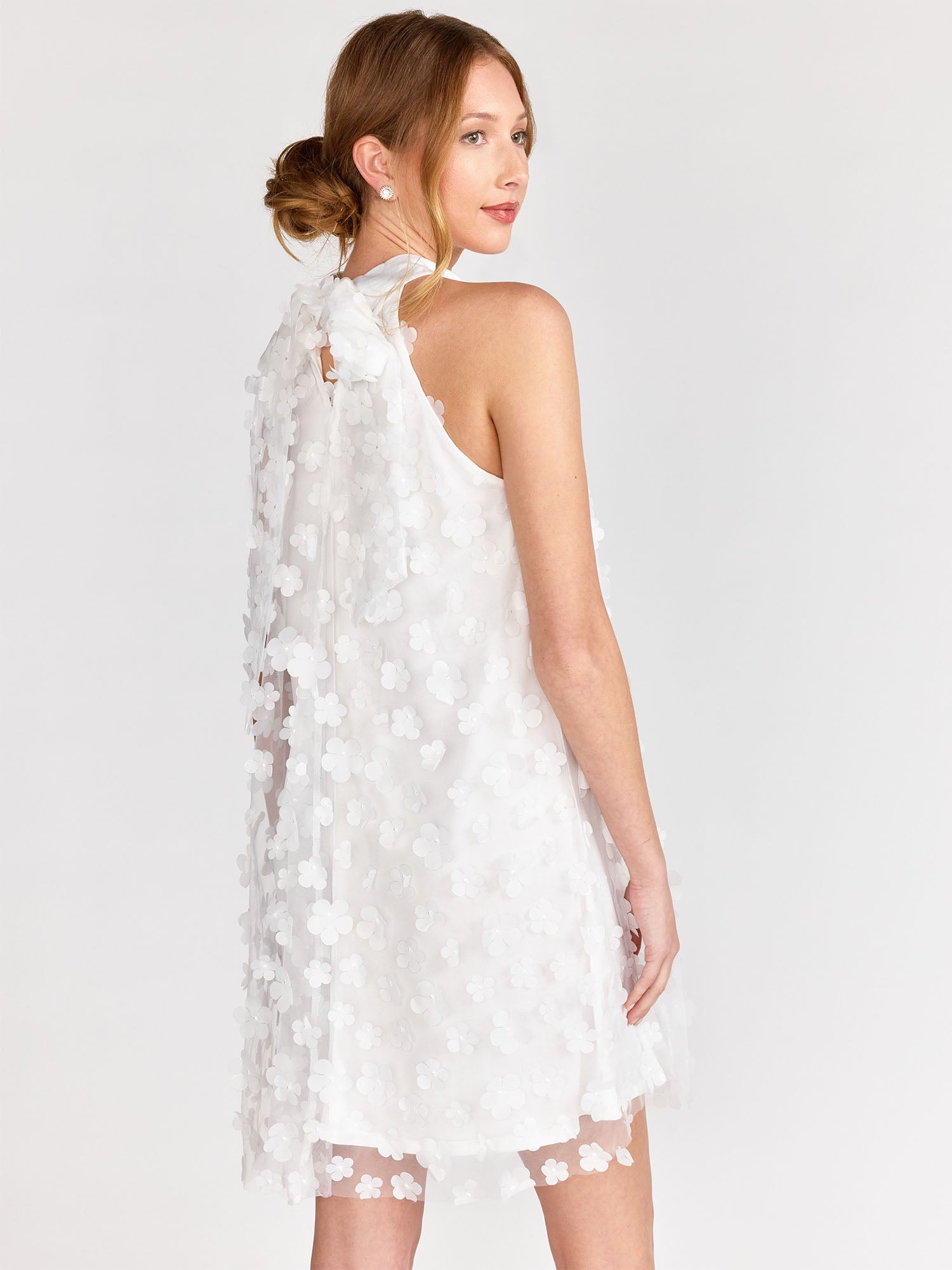 white floral applique dress Floral Appliqué Cocktail Mini Dress