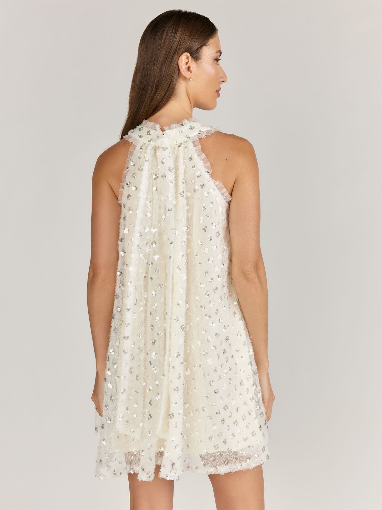 Just Me Sequin Embellished High-Neck Mini Dress