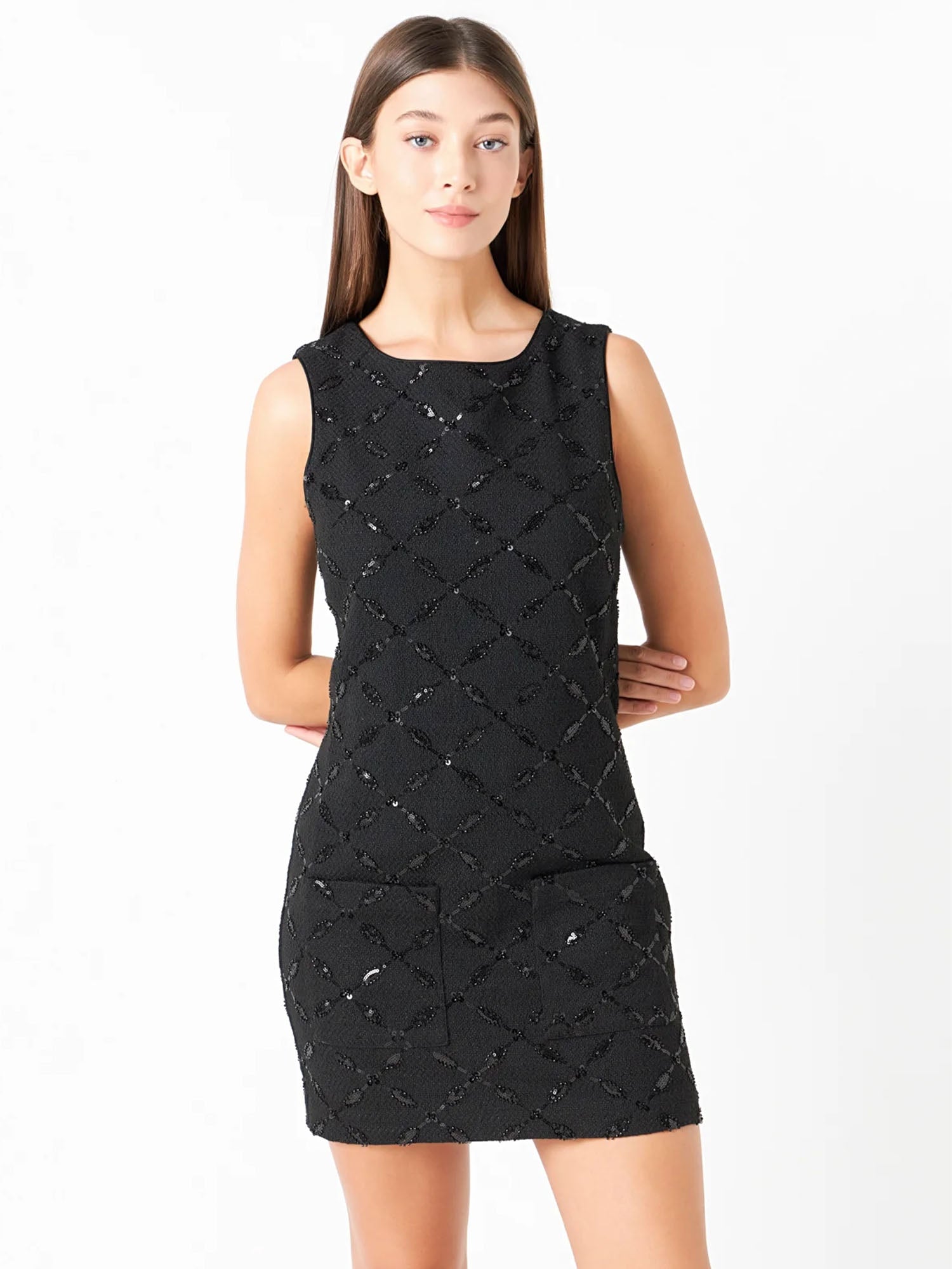 Endless Rose Sleeveless Tweed Sequin Mini Dress - Brands We Love New York & Company Endless Rose Sleeveless Tweed Sequin Mini Dress - Brands We Love New York & Company