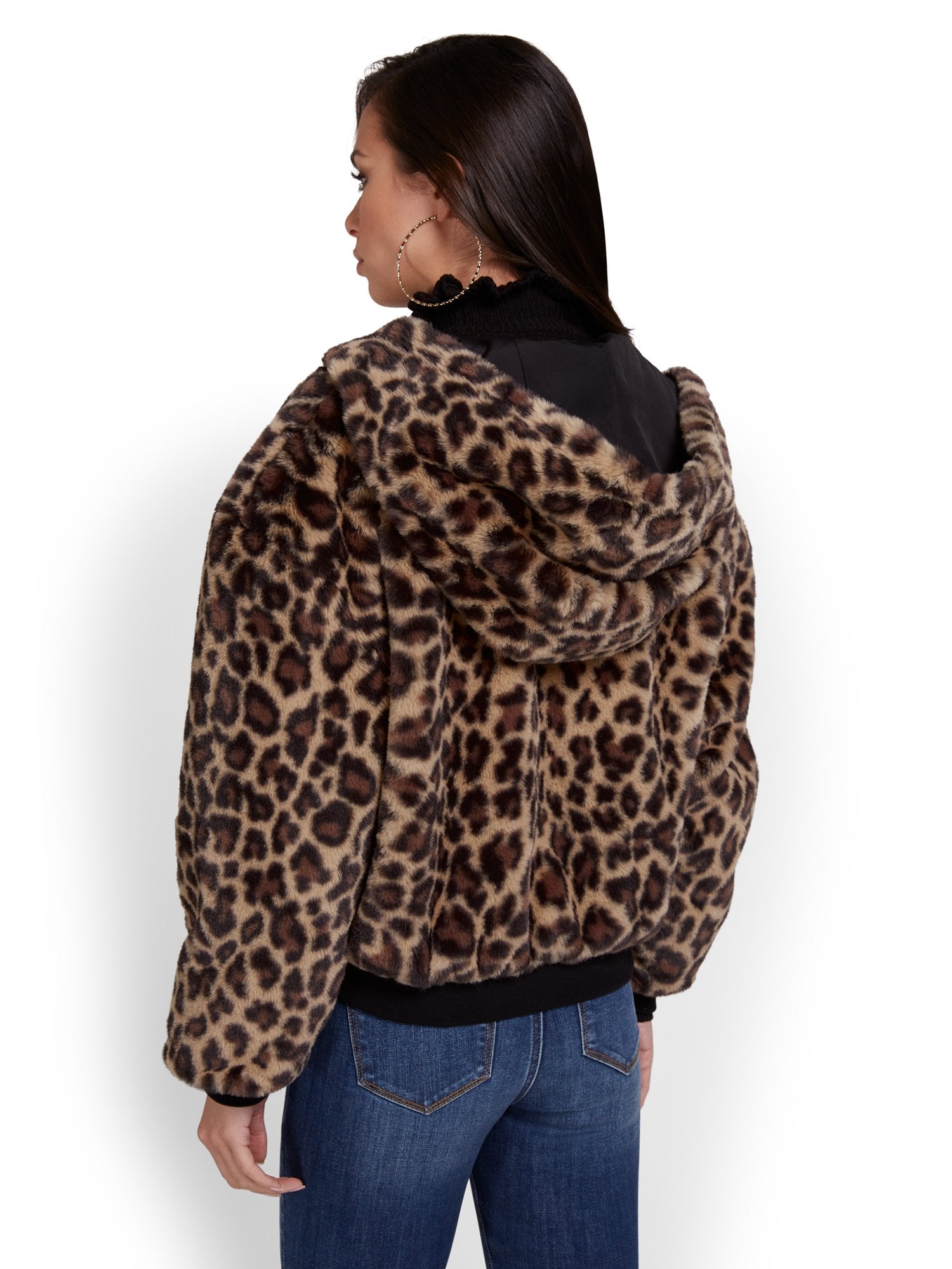 ジャケット・アウター BACKLASH leopard n-2b fur jacket Leopard-Print Reversible Hooded Faux-Fur Jacket – New York & Company
