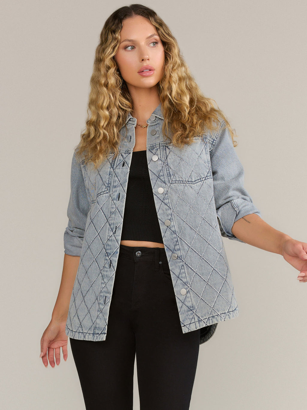 Blue B Rhinestone Denim Shacket - Brands We Love – New York & Company