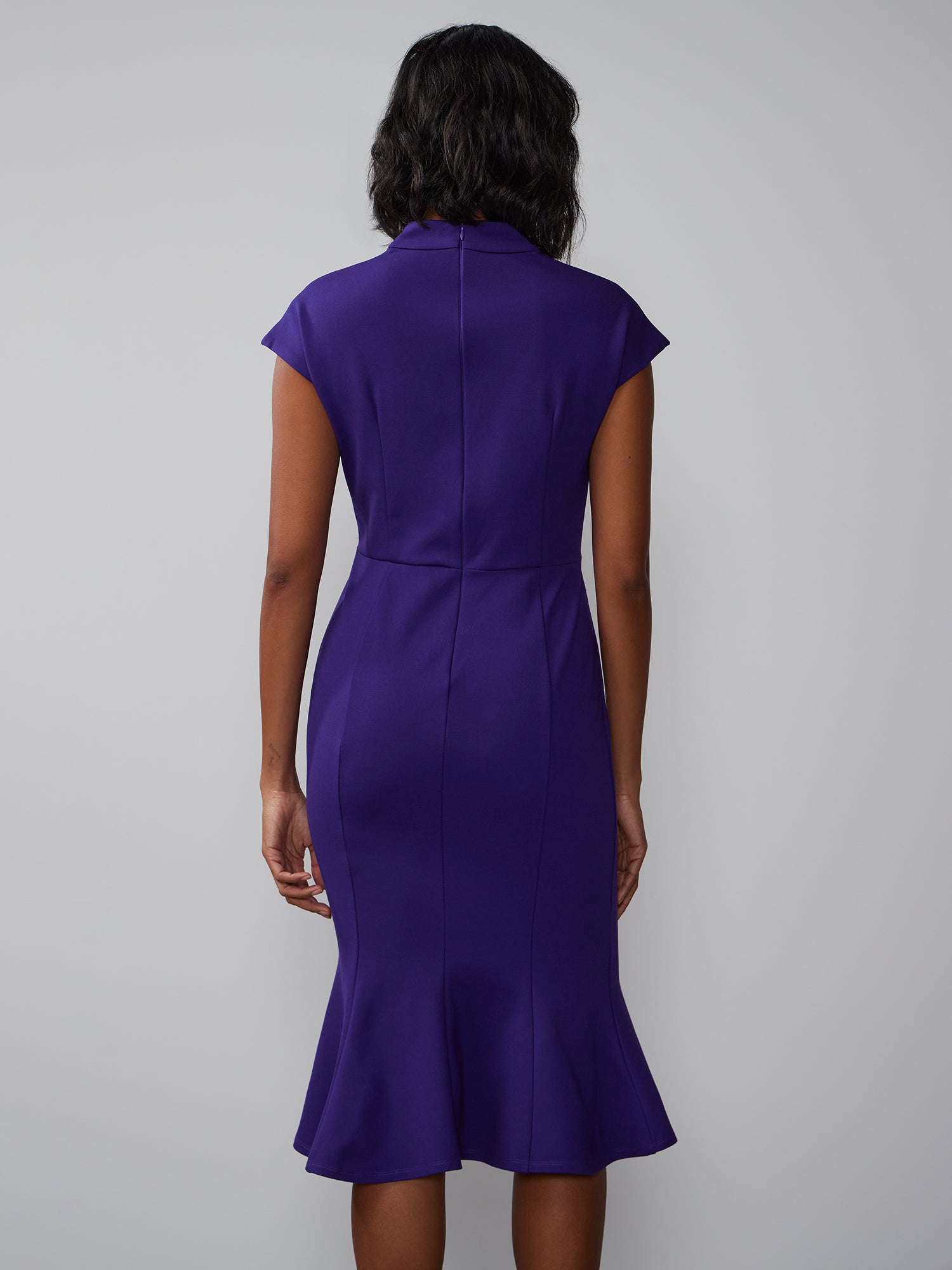 Square Neck Flare Hem Sheath Dress