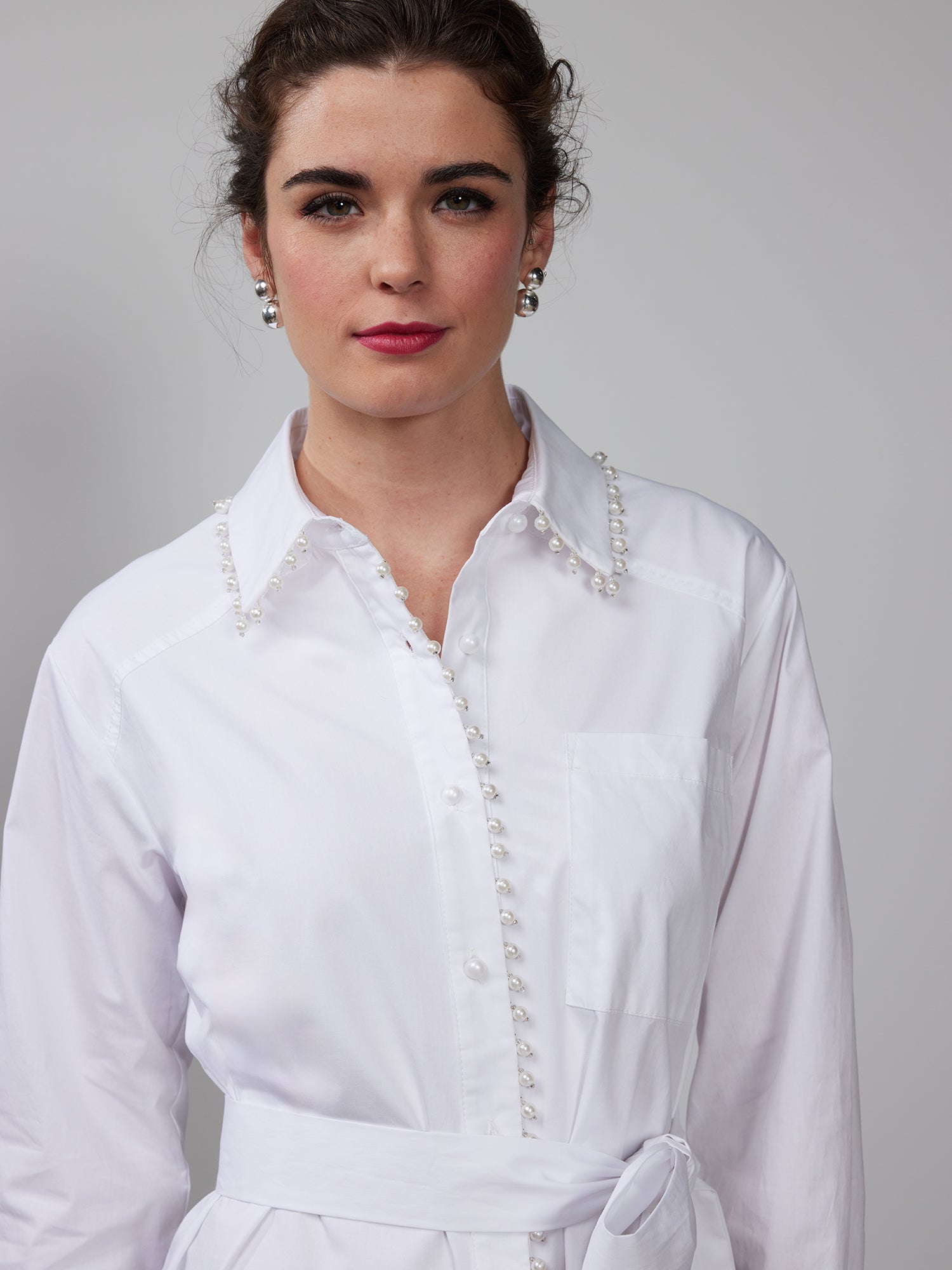 poplin shirt dress Striped Pearl Trim Poplin Shirt Dress – New York & Company