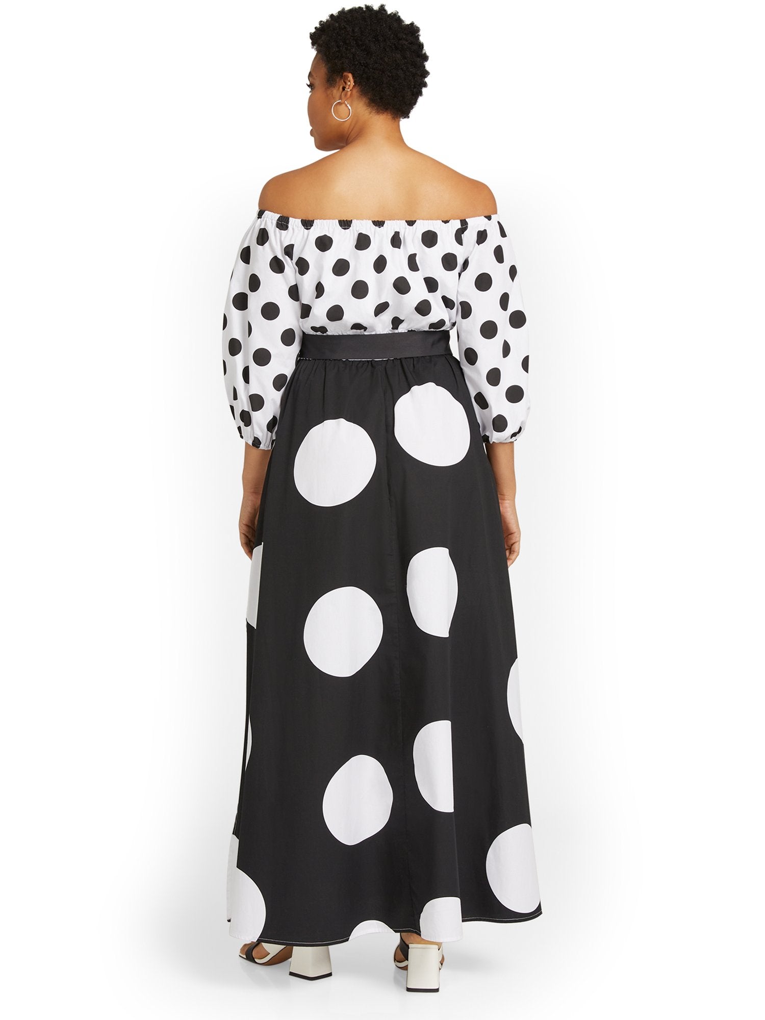 Polka-Dot Off-The-Shoulder Maxi Dress New York & Company Polka-Dot Off-The-Shoulder Maxi Dress New York & Company