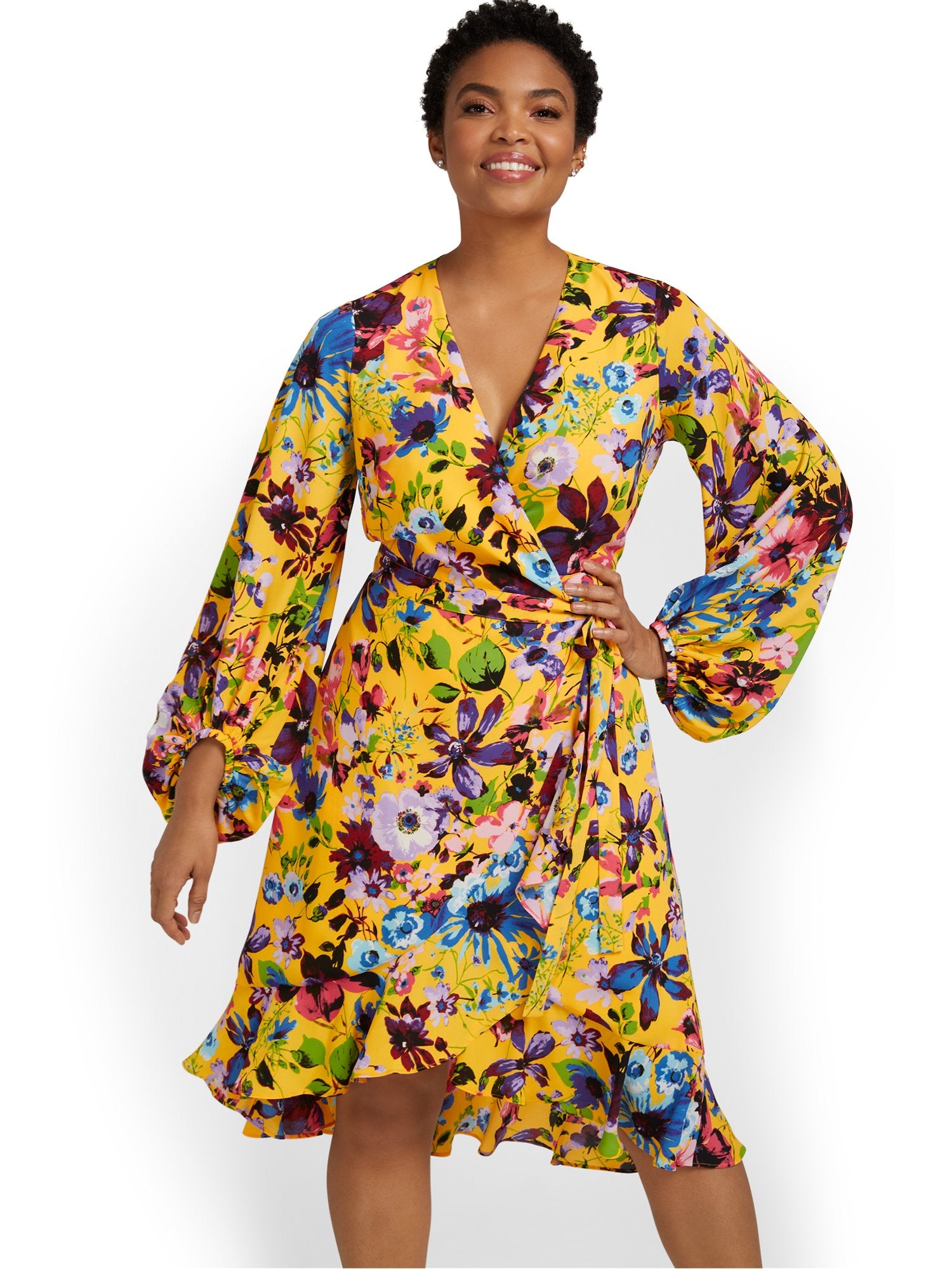 Floral-Print Wrap Dress New York & Company Floral-Print Wrap Dress New York & Company