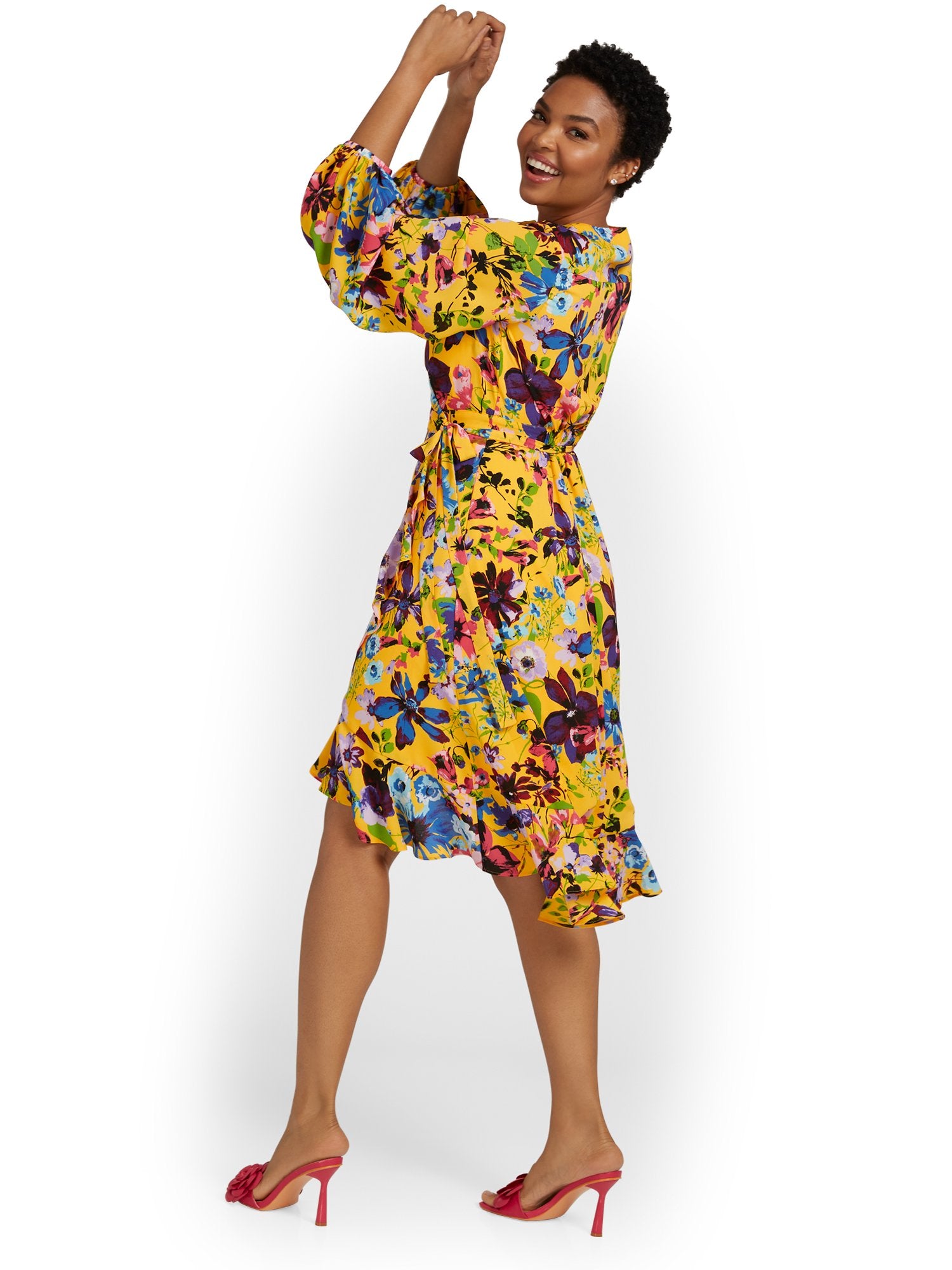 Floral-Print Wrap Dress New York & Company Floral-Print Wrap Dress New York & Company