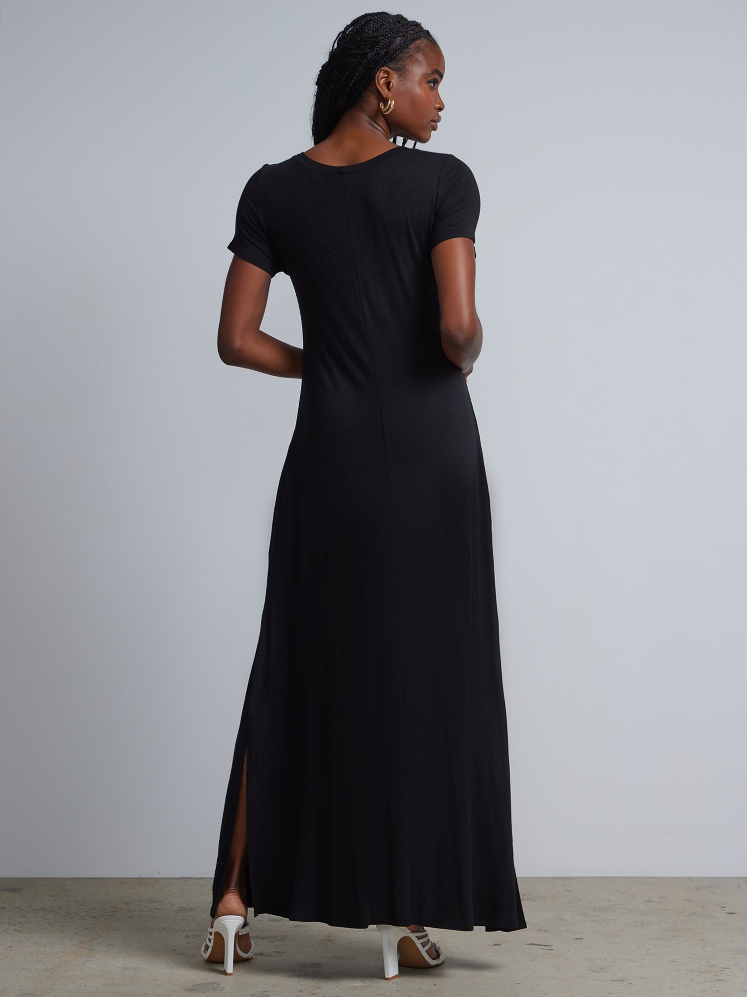 Short Sleeve Side Slit T-shirt Maxi Dress – New York & Company
