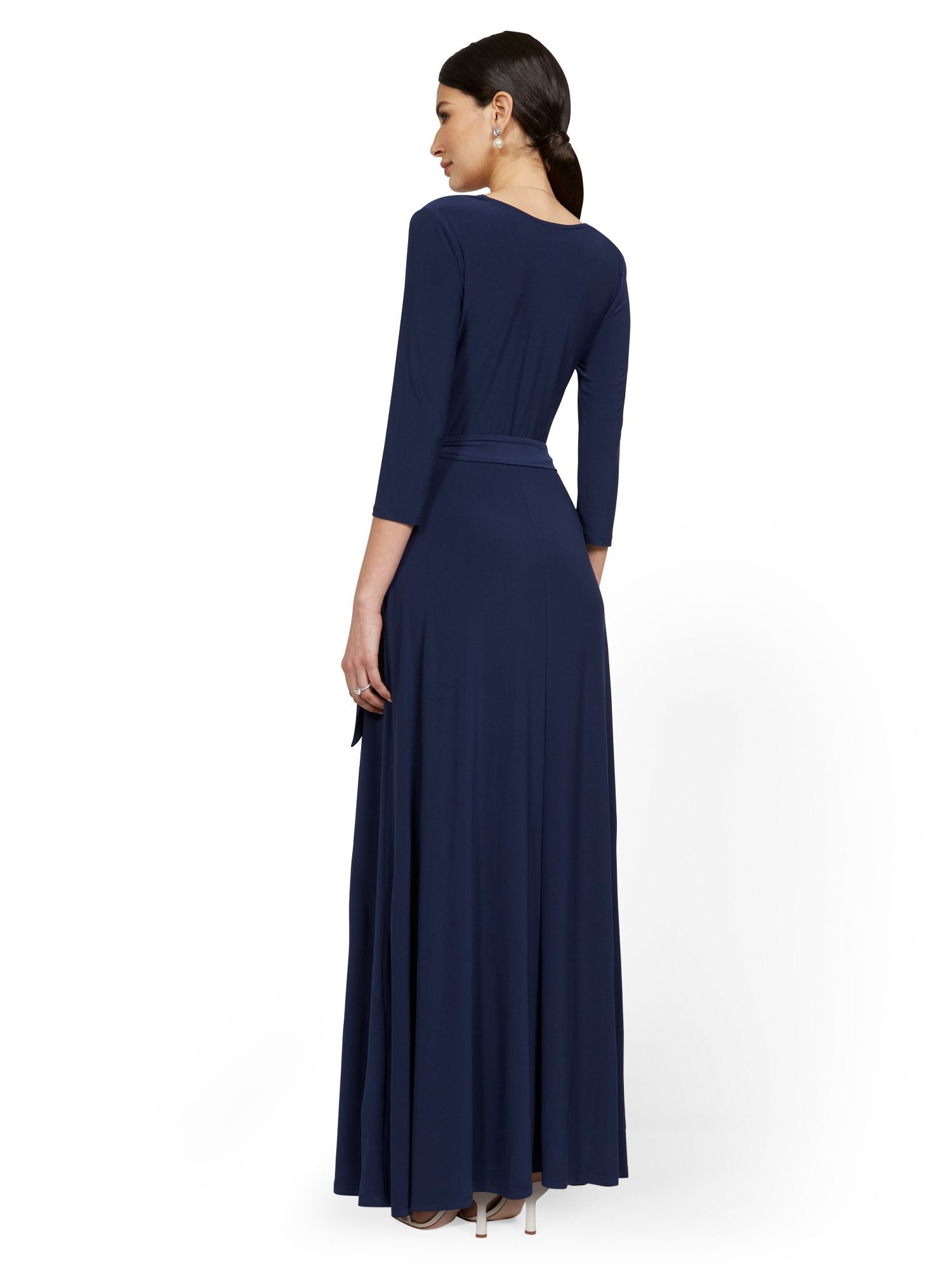 new york and company long sleeve dress 3/4-Sleeve Tie-Front Maxi Dress